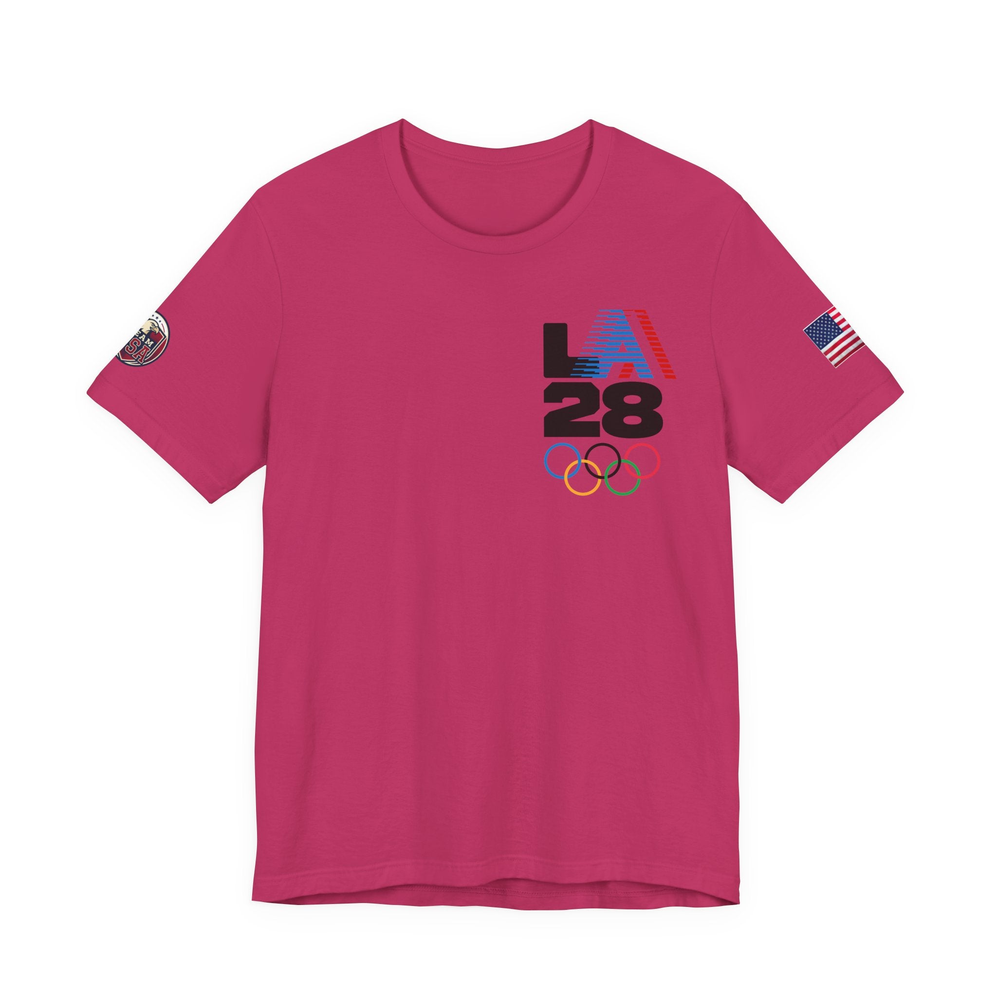 LA 28 Olympic USA T-Shirt — Vintage Olympic Rings Tee