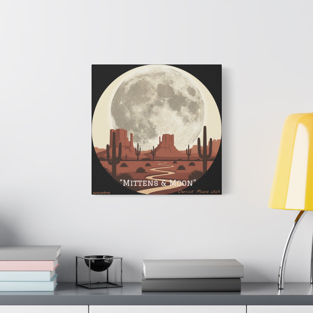 “Mittens & Moon” 2025 Southwestern Wall Decor-- Desert Moon Canvas Art