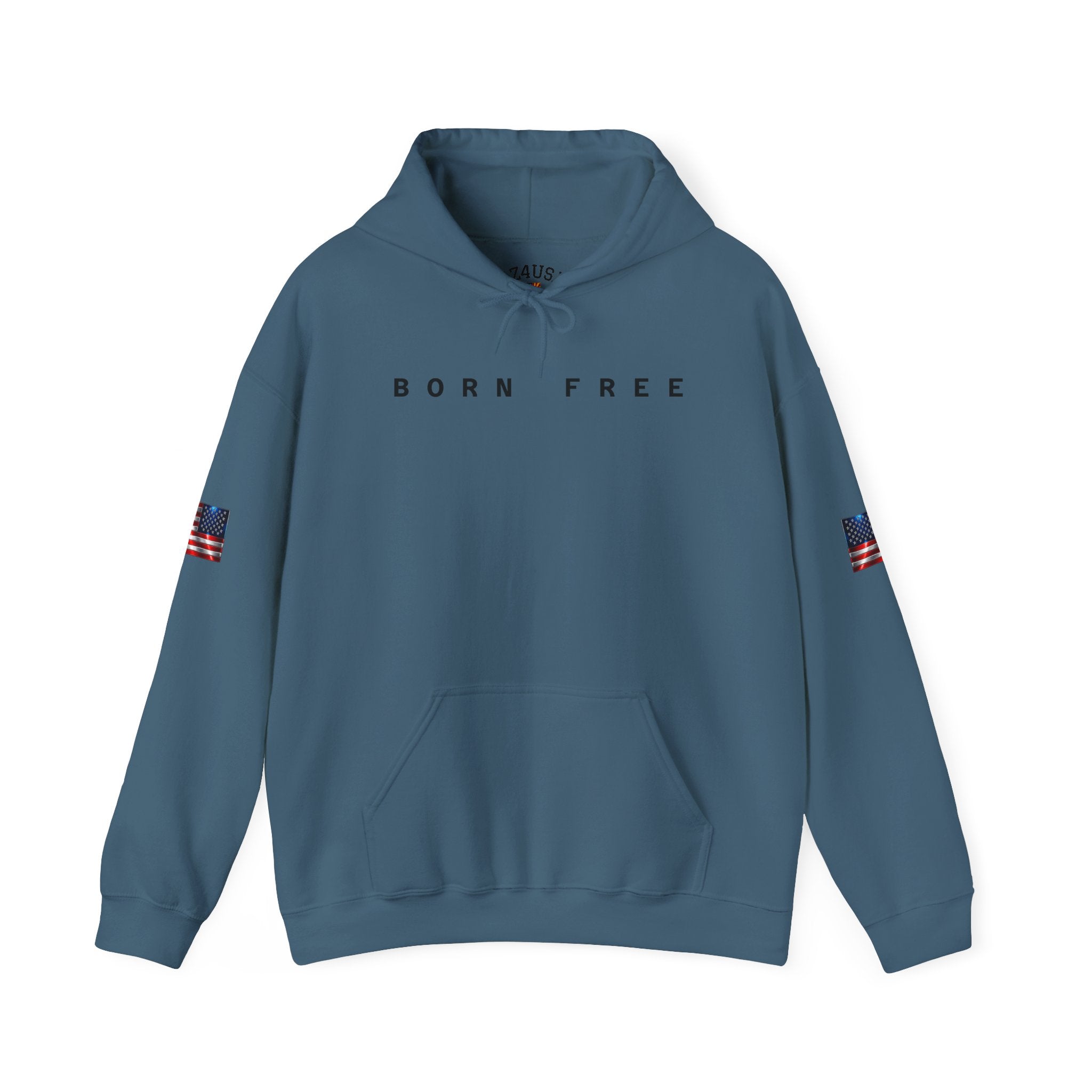 Born Free Hoodie — Minimalist White Pullover with 'BORN FREE' Text