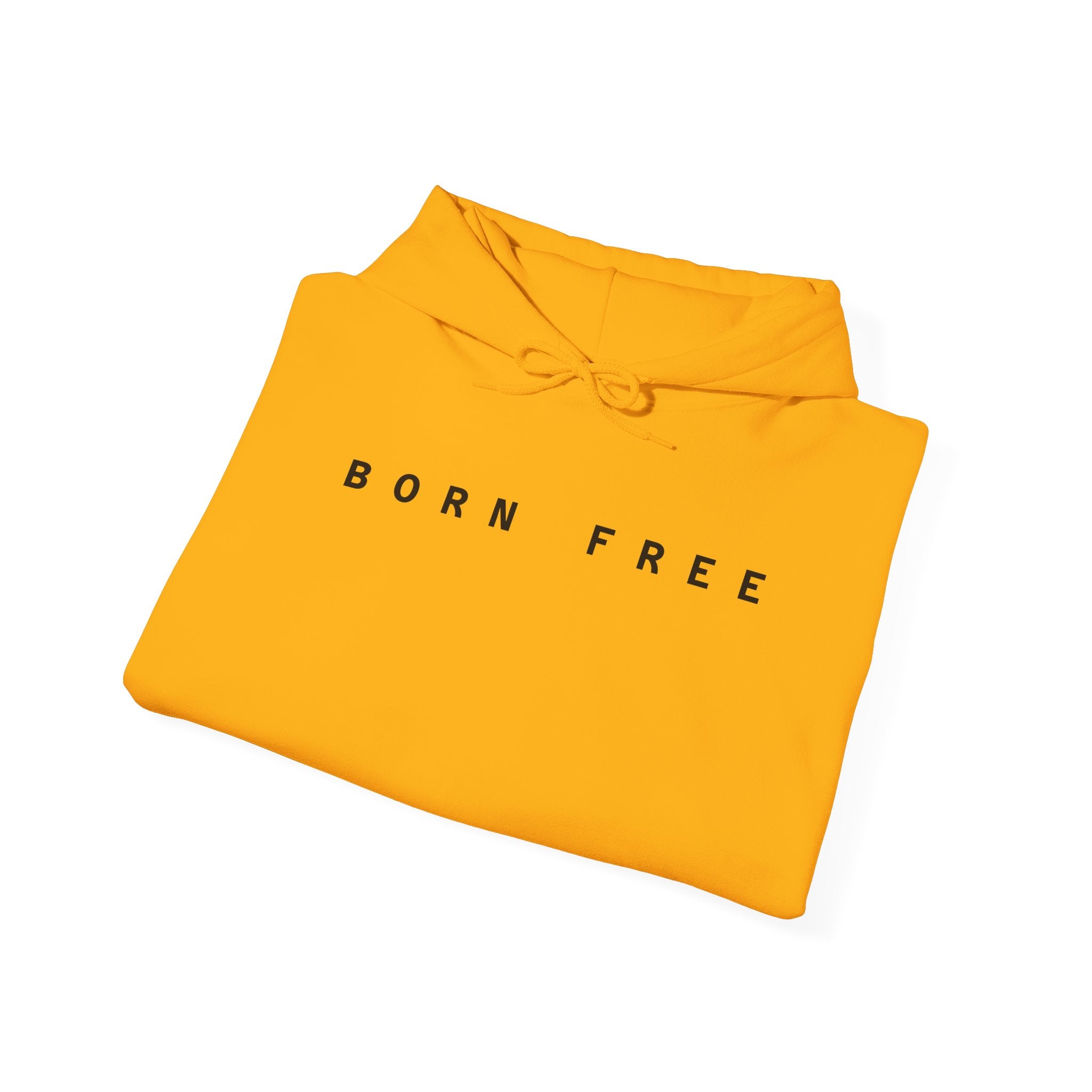 Born Free Hoodie — Minimalist White Pullover with 'BORN FREE' Text
