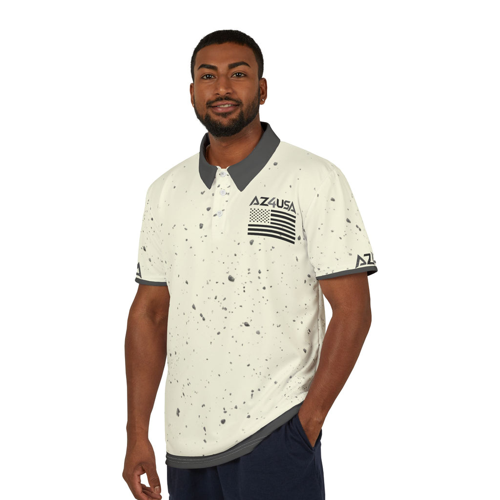 Polo Shirt — Az4usa Flag Speckle Polo (Cream)