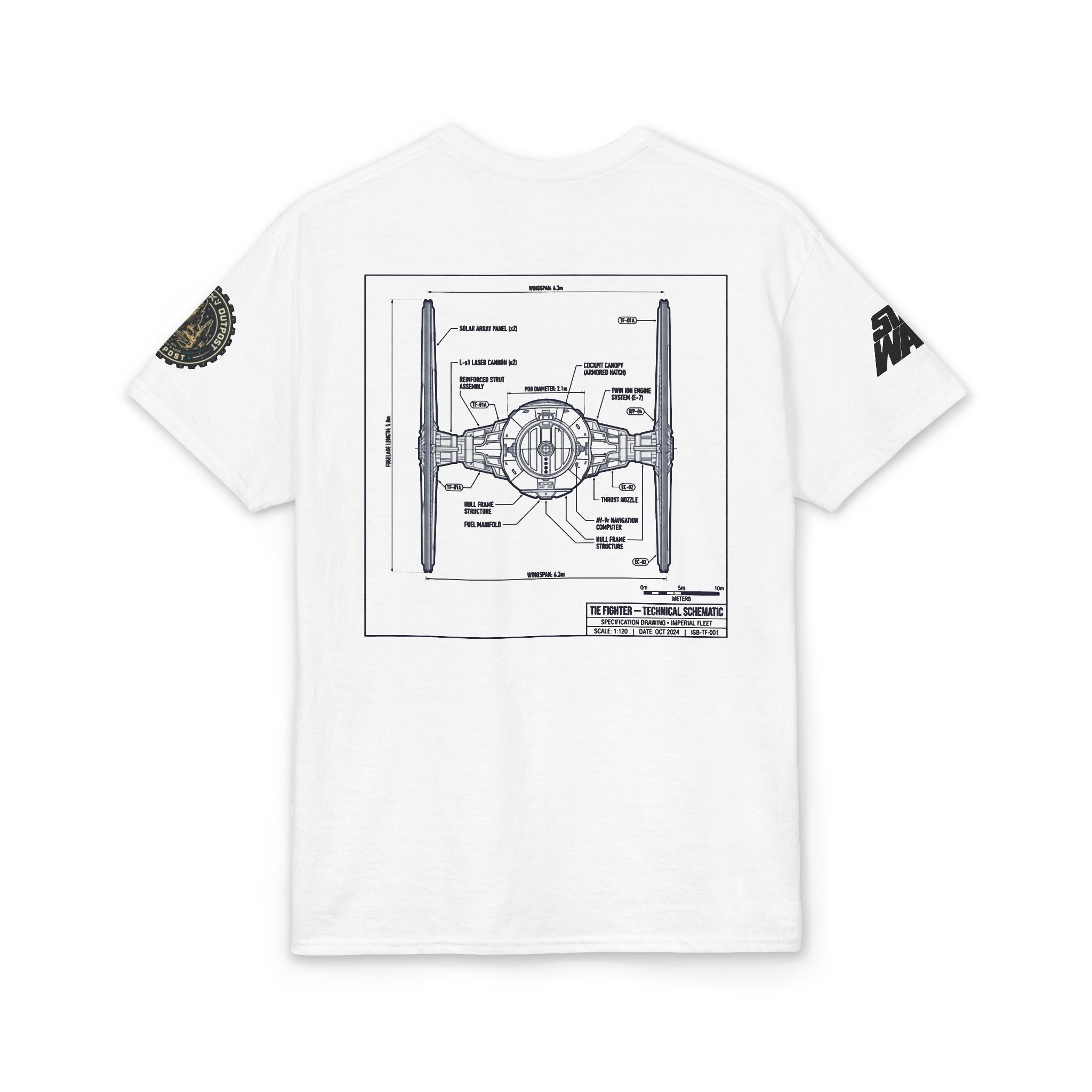 Tie Fighter Blueprint T-Shirt — 'Crew' Starship Schematic Tee