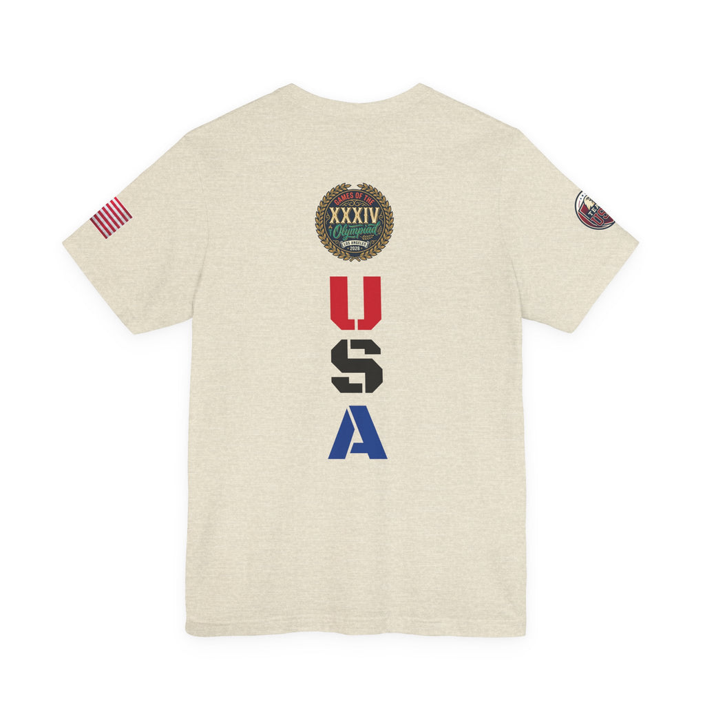 LA 28 Olympic USA T-Shirt — Vintage Olympic Rings Tee