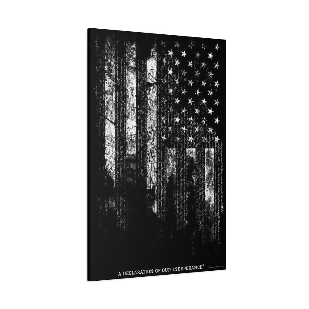 "A Declaration of Our Independence" Matte Canvas Print - Distressed American Flag