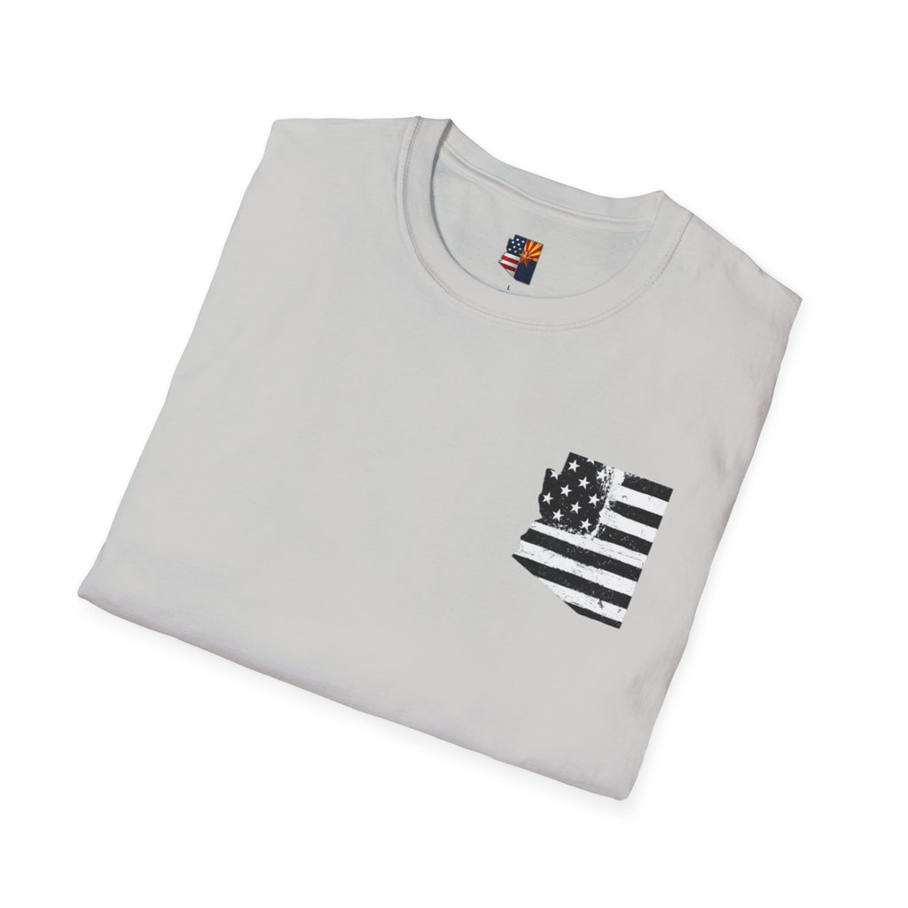 Arizona Flag Pocket Unisex Softstyle T-Shirt, Casual Wear, Summer Style, Gift for Travelers, Fourth of July Tee, Outdoor Adventure Shirt
