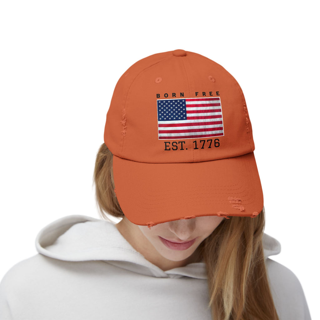 Born Free EST. 1776 Distressed Flag Cap