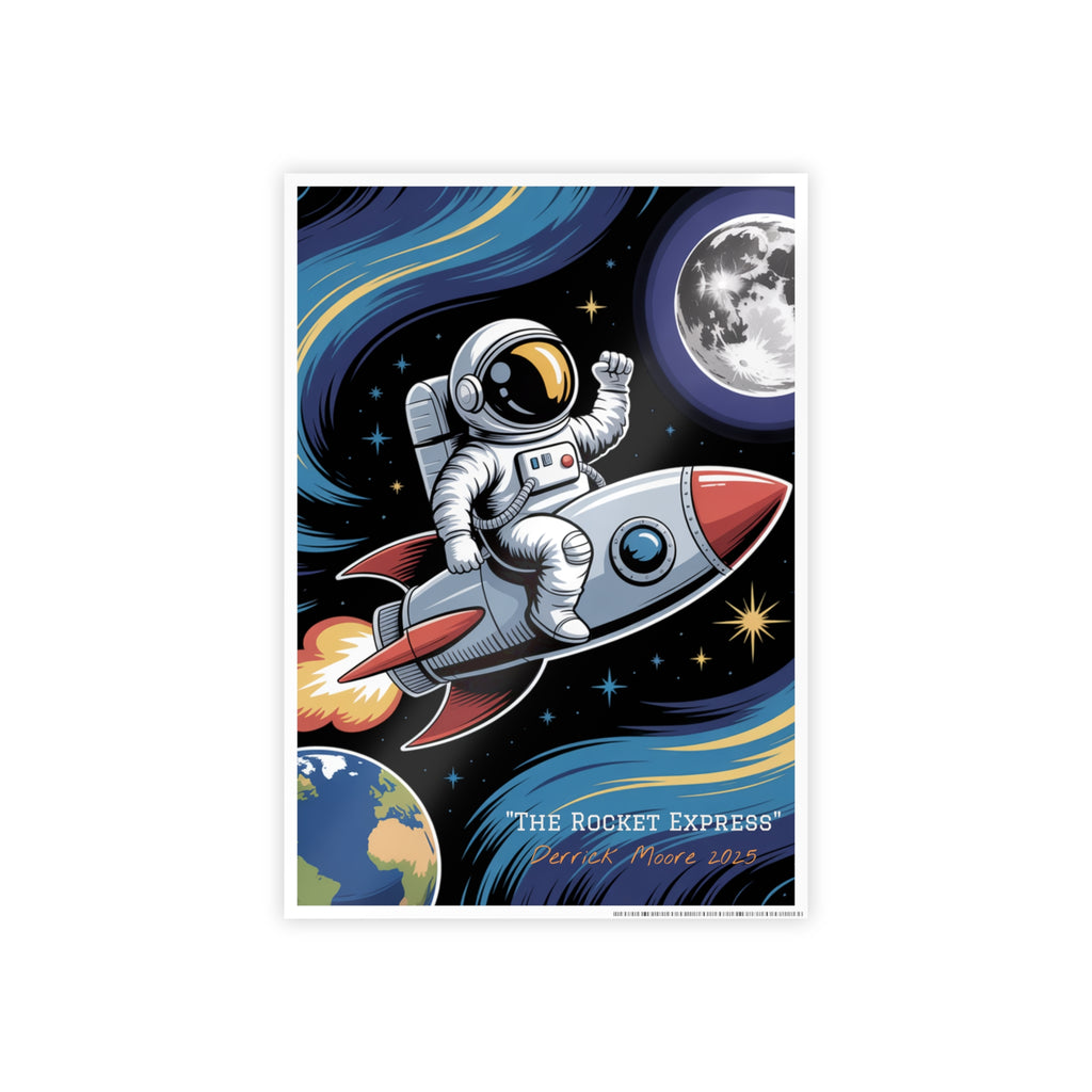 "The Rocket Express" 2025— Glossy Wall Art Print (Astronaut Space Poster)