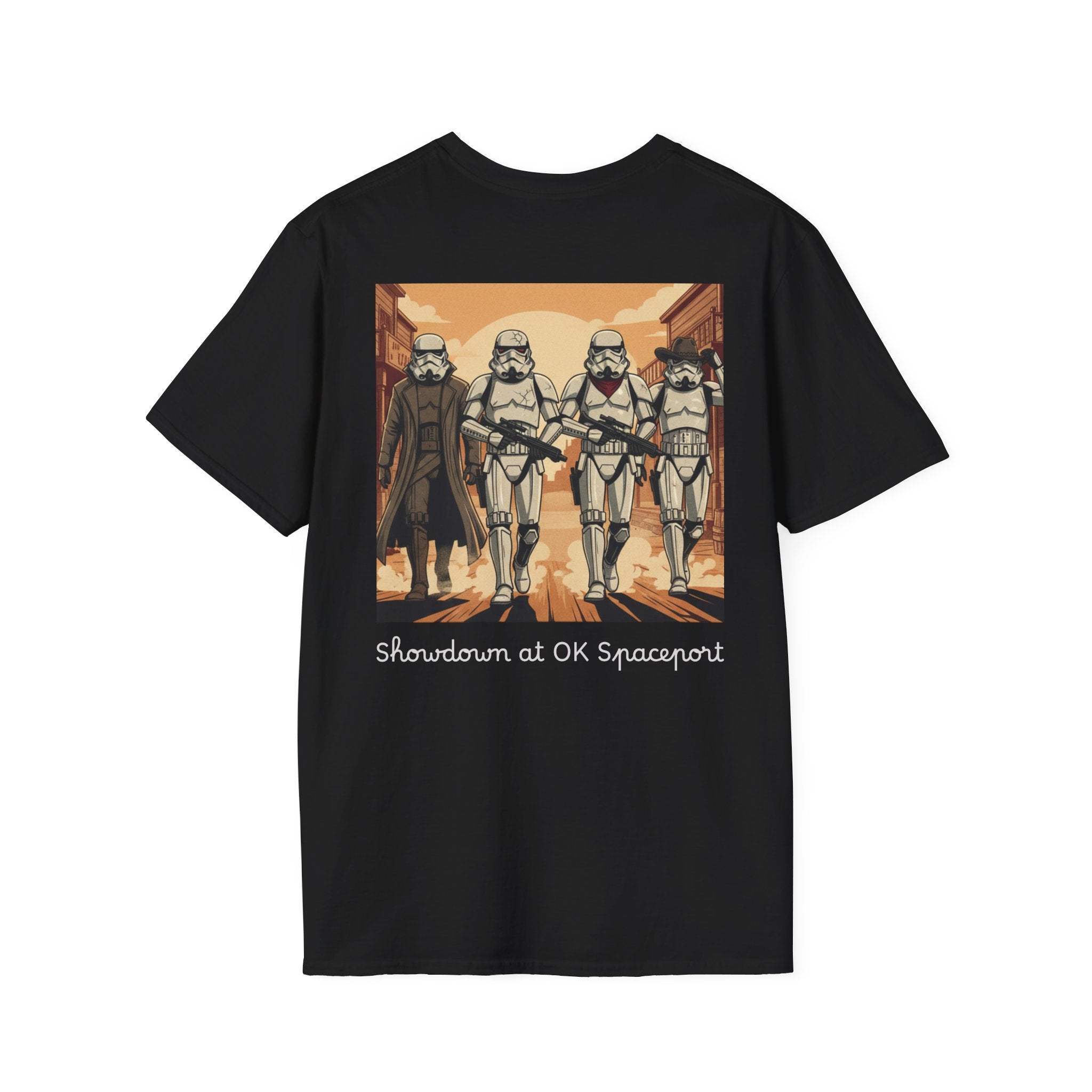 T-Shirt — 'Showdown at OK Spacepoint' Stormtrooper Western Scene