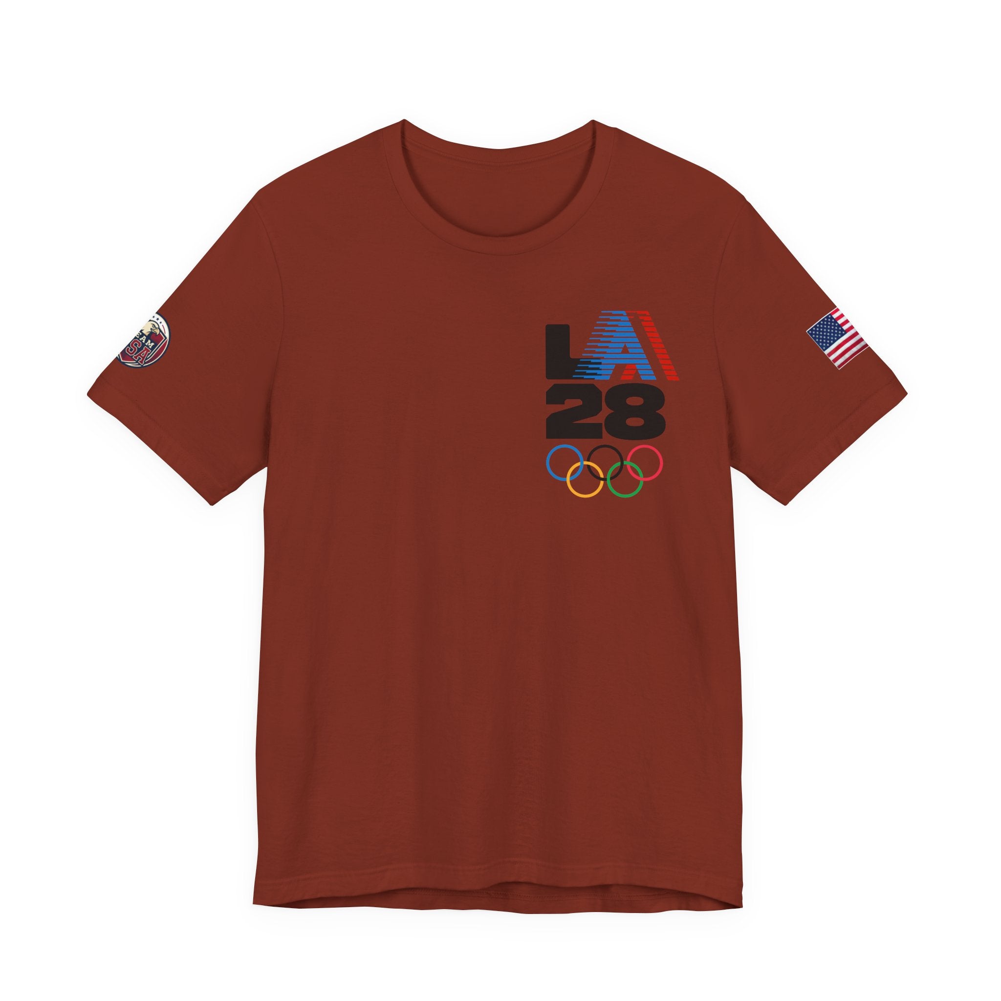 LA 28 Olympic USA T-Shirt — Vintage Olympic Rings Tee