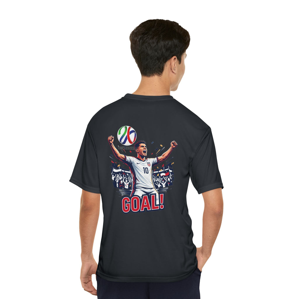 Soccer Goal! Performance Tee — World Cup Trophy Graphic