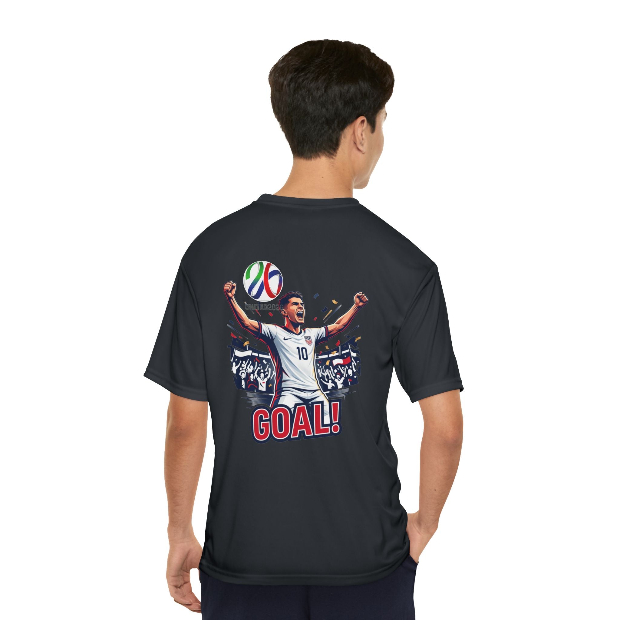 Soccer Goal! Performance Tee — World Cup Trophy Graphic