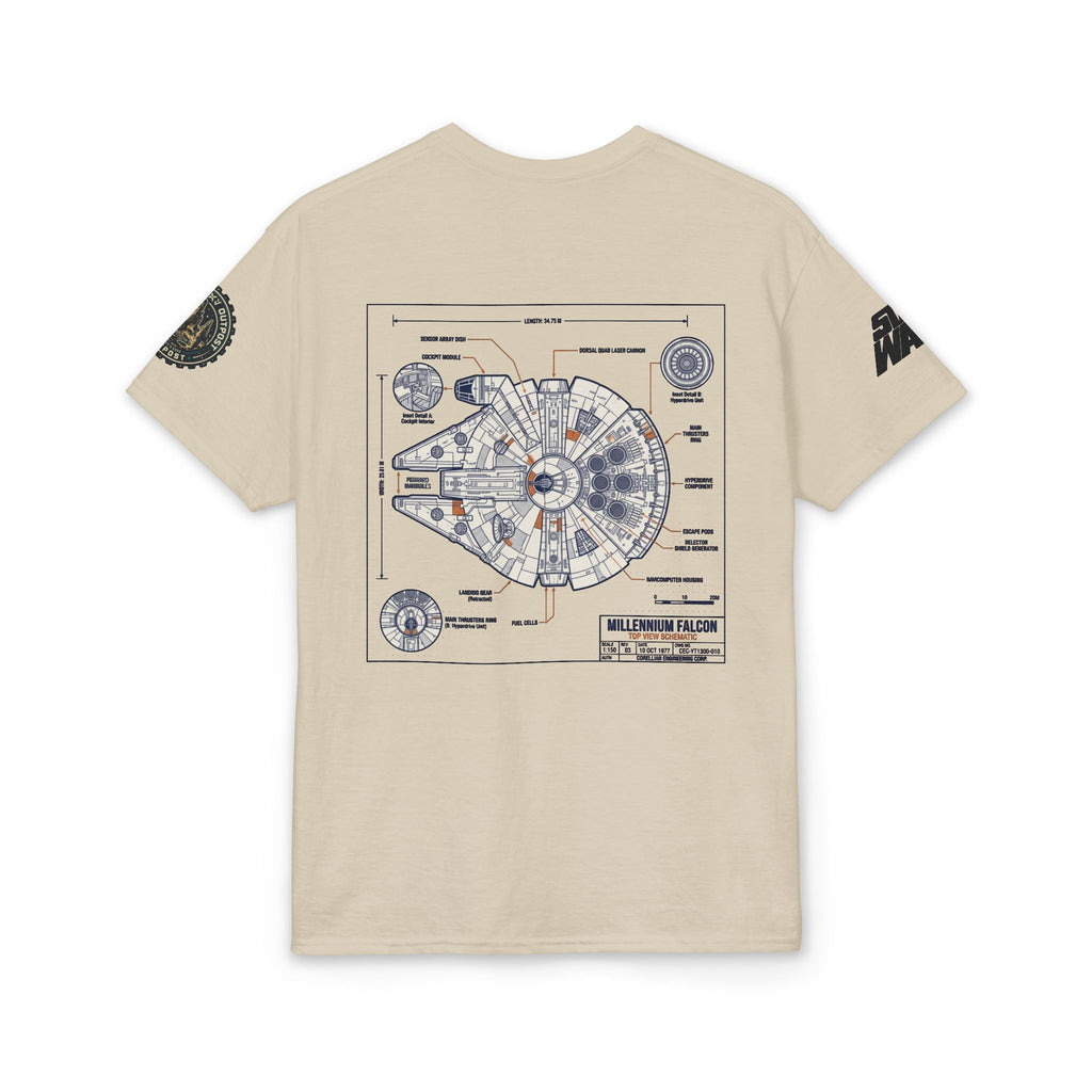 Millennium Falcon Blueprint T-Shirt — 'Crew' Starship Schematic Tee