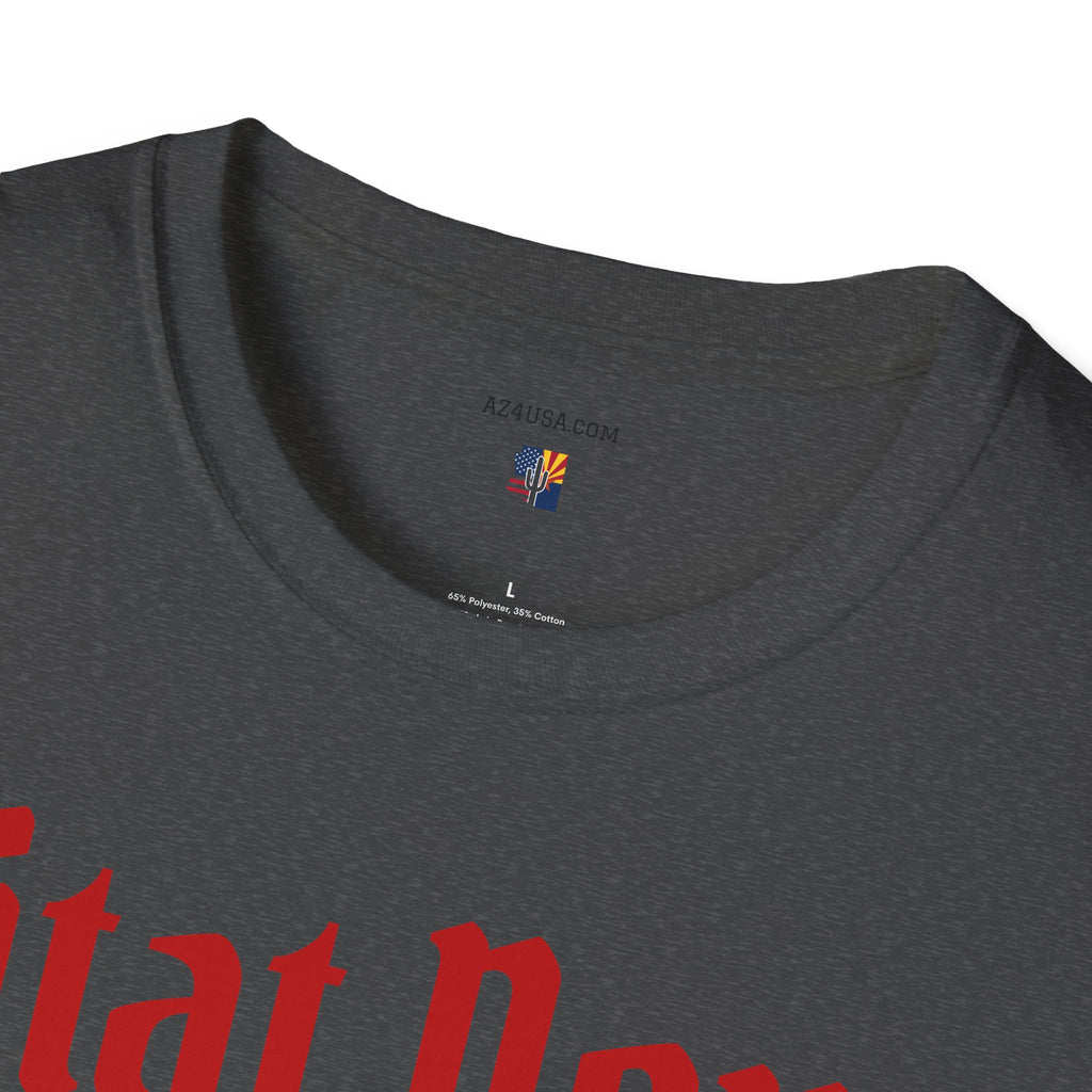 Ditat Deus 'God Enriches' Graphic T‑Shirt — Arizona Cross & Flag Design