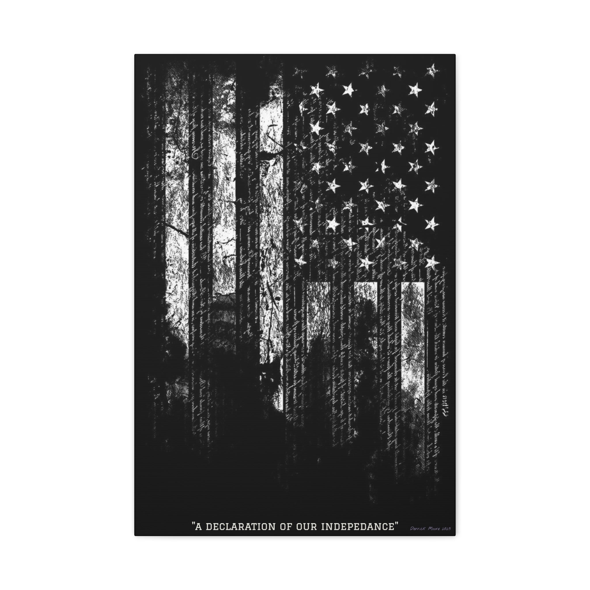 "A Declaration of Our Independence" Matte Canvas Print - Distressed American Flag