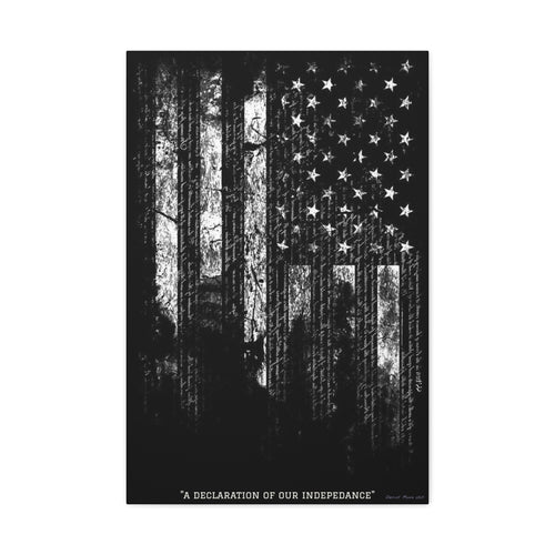 "A Declaration of Our Independence" Matte Canvas Print - Distressed American Flag