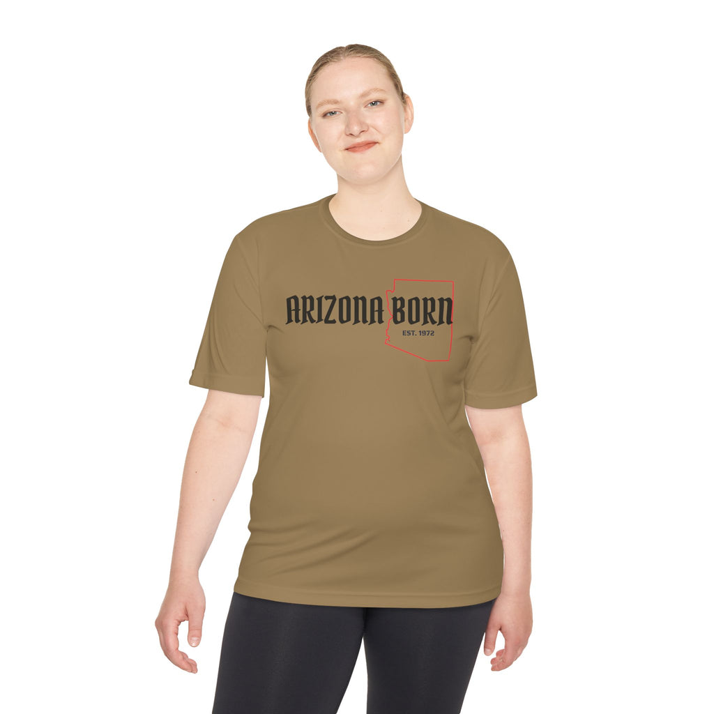 Arizona Born Tee — State Outline & Retro Flag Graphic Moisture-Wicking Shirt