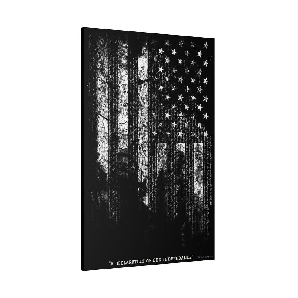 "A Declaration of Our Independence" Matte Canvas Print - Distressed American Flag