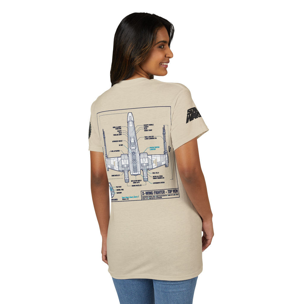 X - Wing Fighter Blueprint T-Shirt — 'Crew' Starship Schematic Tee