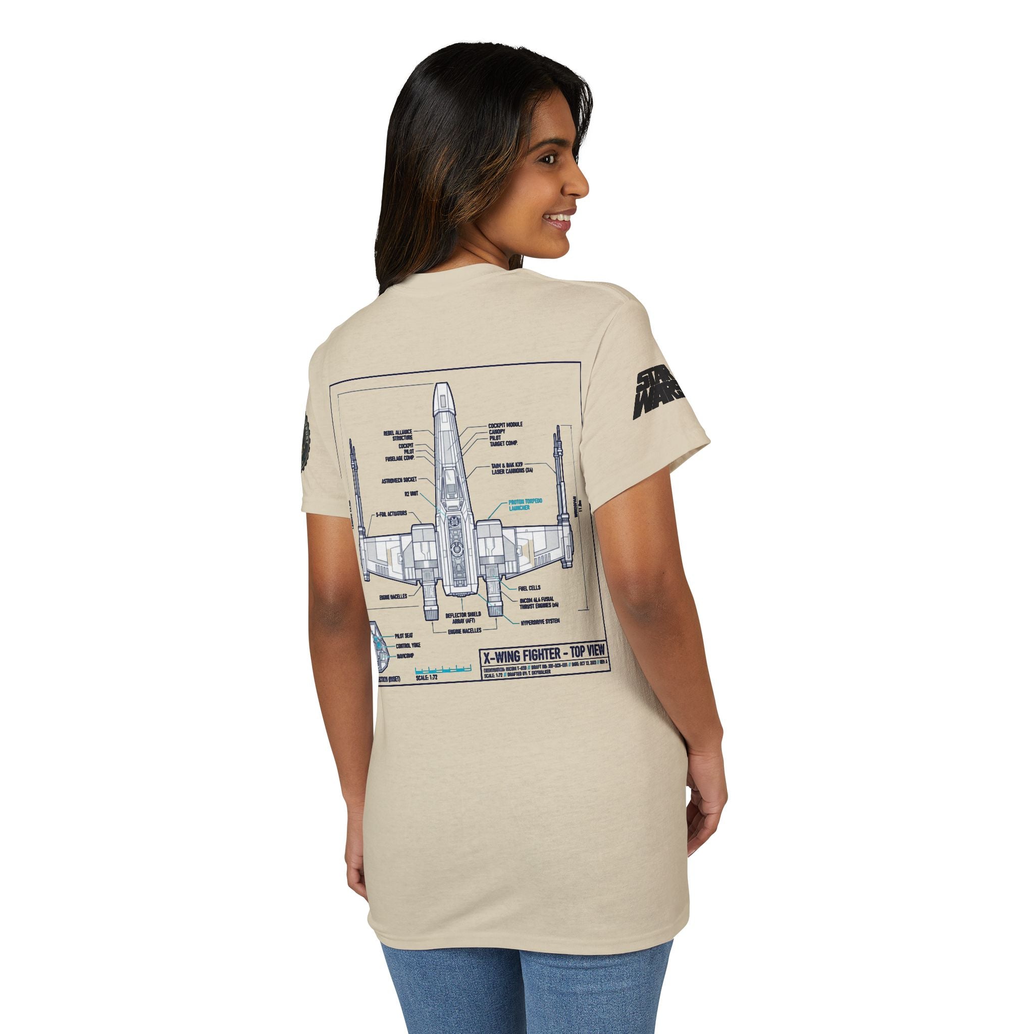 X - Wing Fighter Blueprint T-Shirt — 'Crew' Starship Schematic Tee