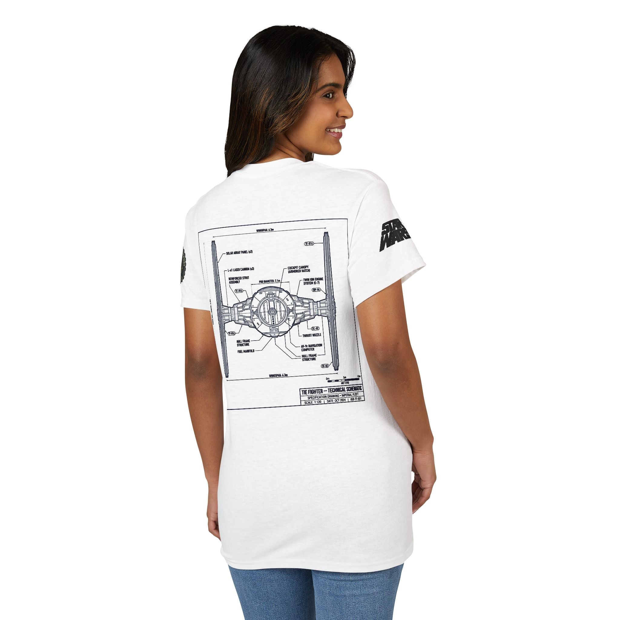 Tie Fighter Blueprint T-Shirt — 'Crew' Starship Schematic Tee