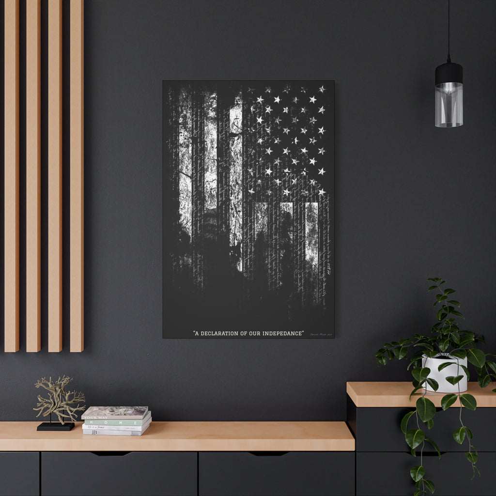 "A Declaration of Our Independence" Matte Canvas Print - Distressed American Flag