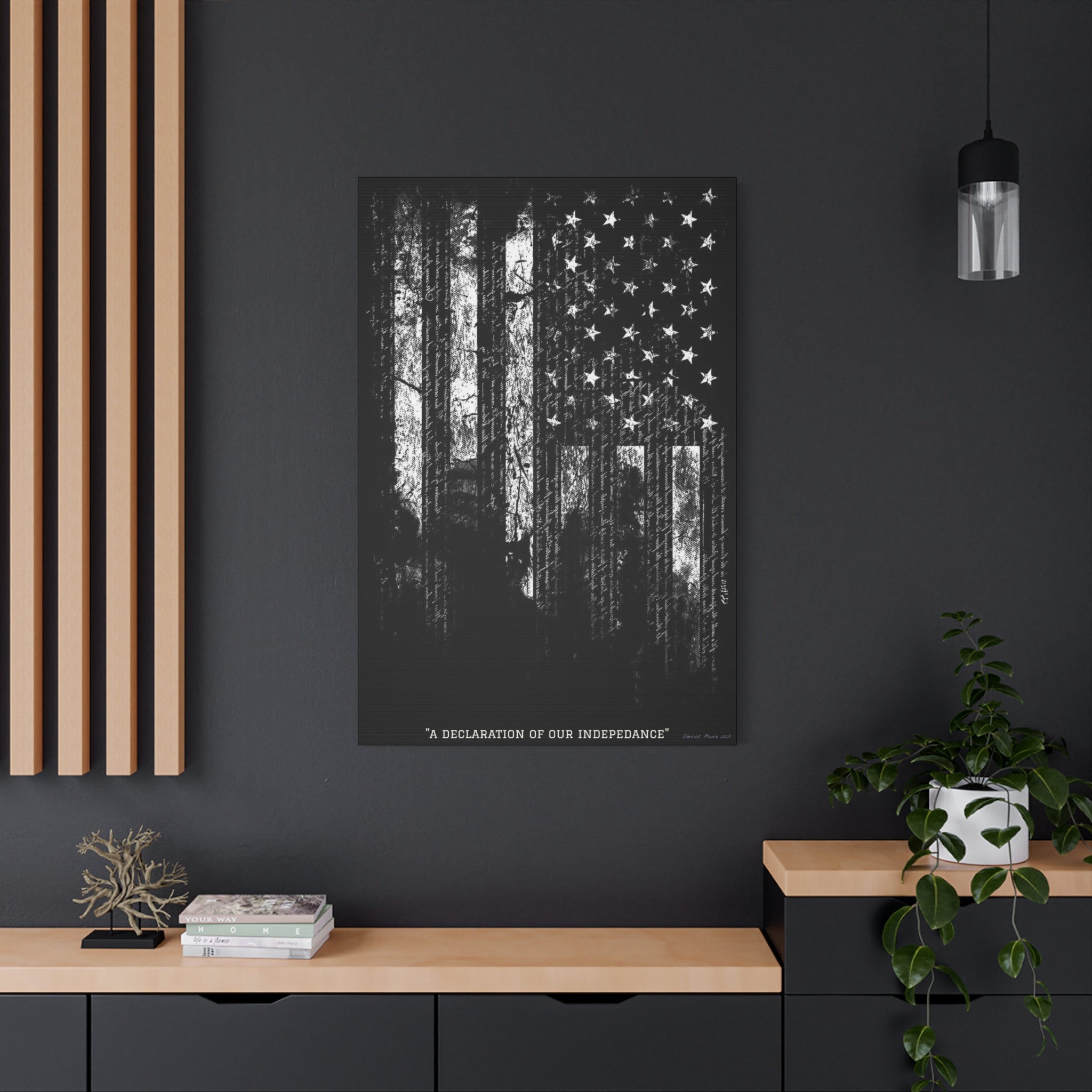 "A Declaration of Our Independence" Matte Canvas Print - Distressed American Flag