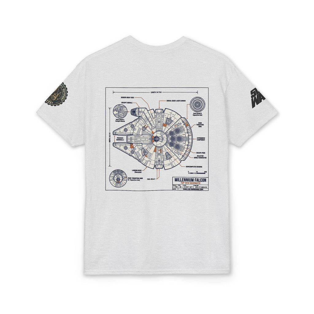 Millennium Falcon Blueprint T-Shirt — 'Crew' Starship Schematic Tee