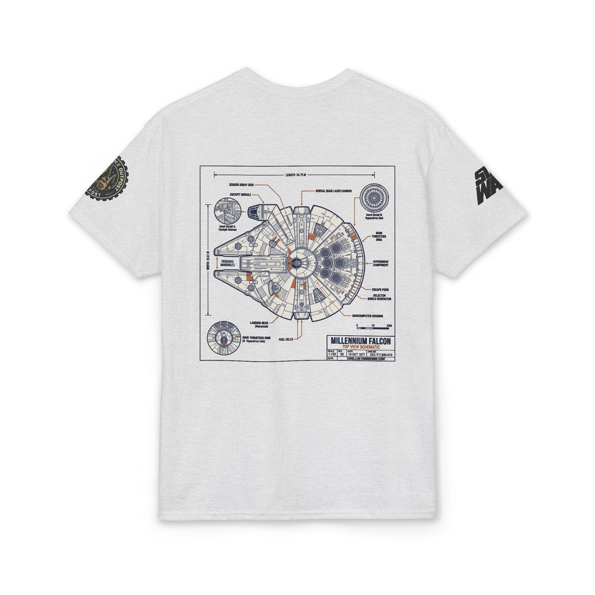 Millennium Falcon Blueprint T-Shirt — 'Crew' Starship Schematic Tee