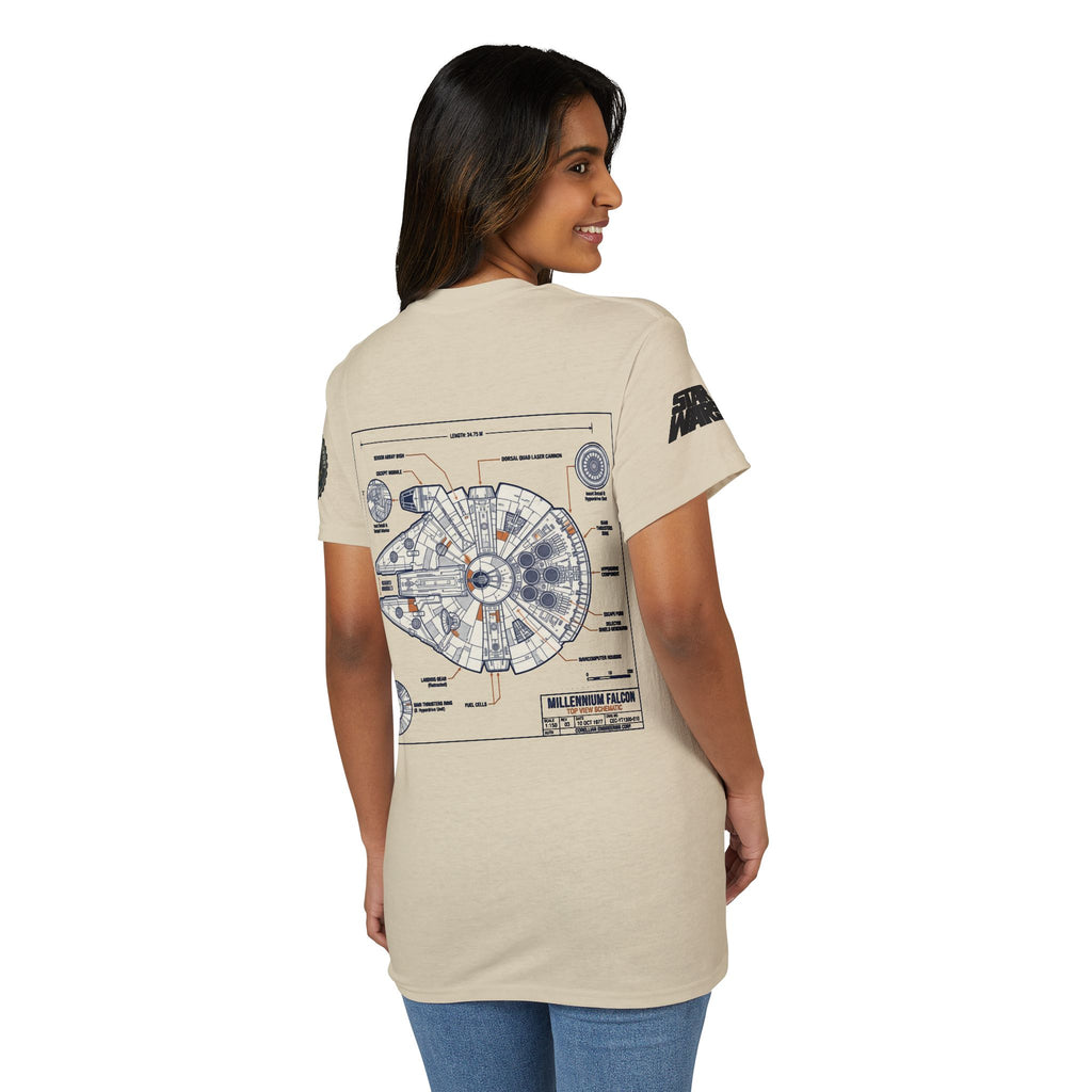 Millennium Falcon Blueprint T-Shirt — 'Crew' Starship Schematic Tee