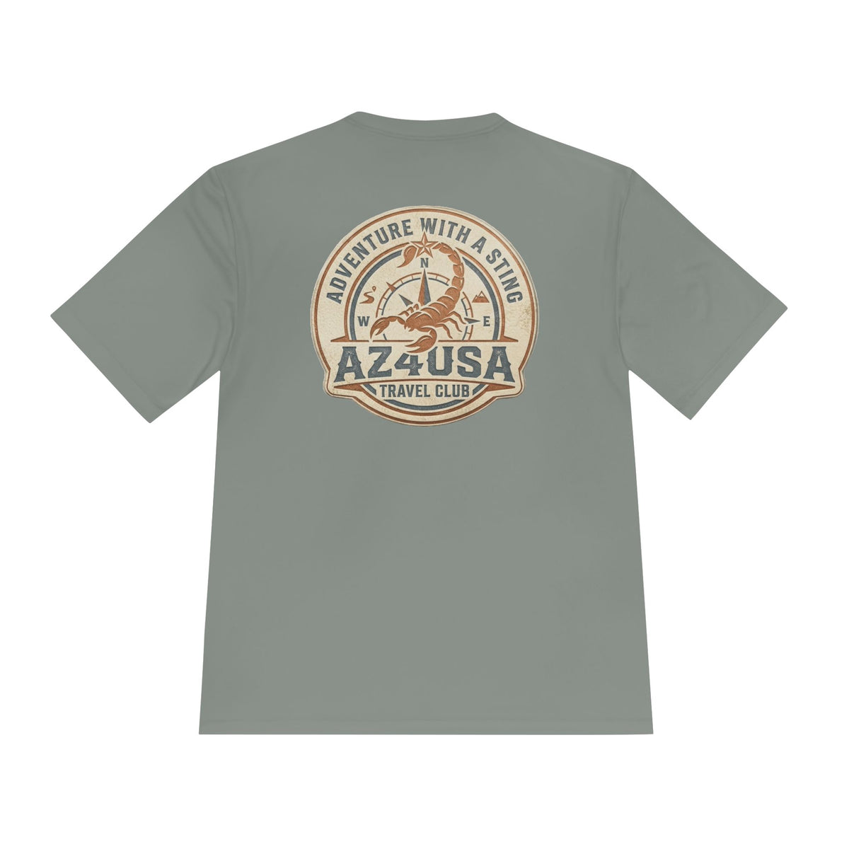 Adventure Travel Tee — “Adventure with a Sting!” Graphic Moisture-Wicking Shirt