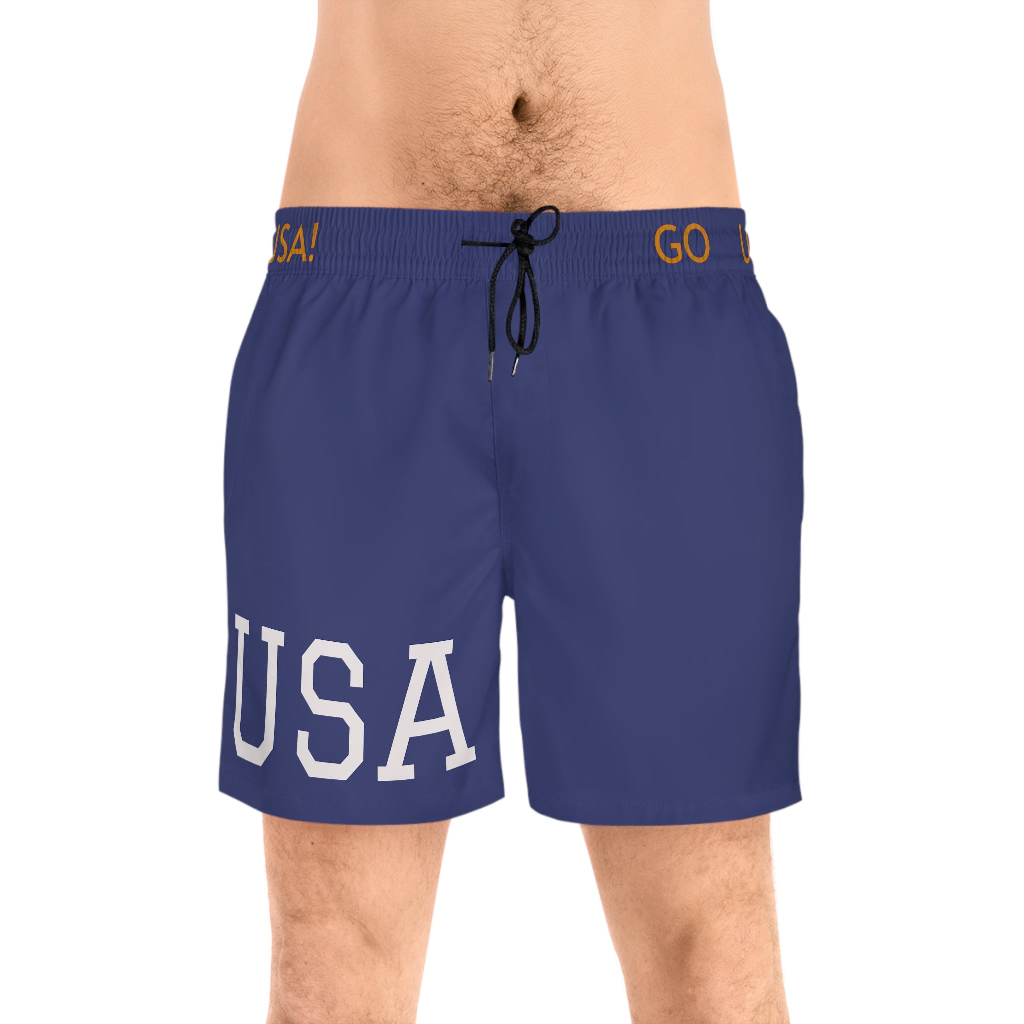 USA Olympic Swim Shorts — Men’s Mid-Length Patriotic Beach Trunks