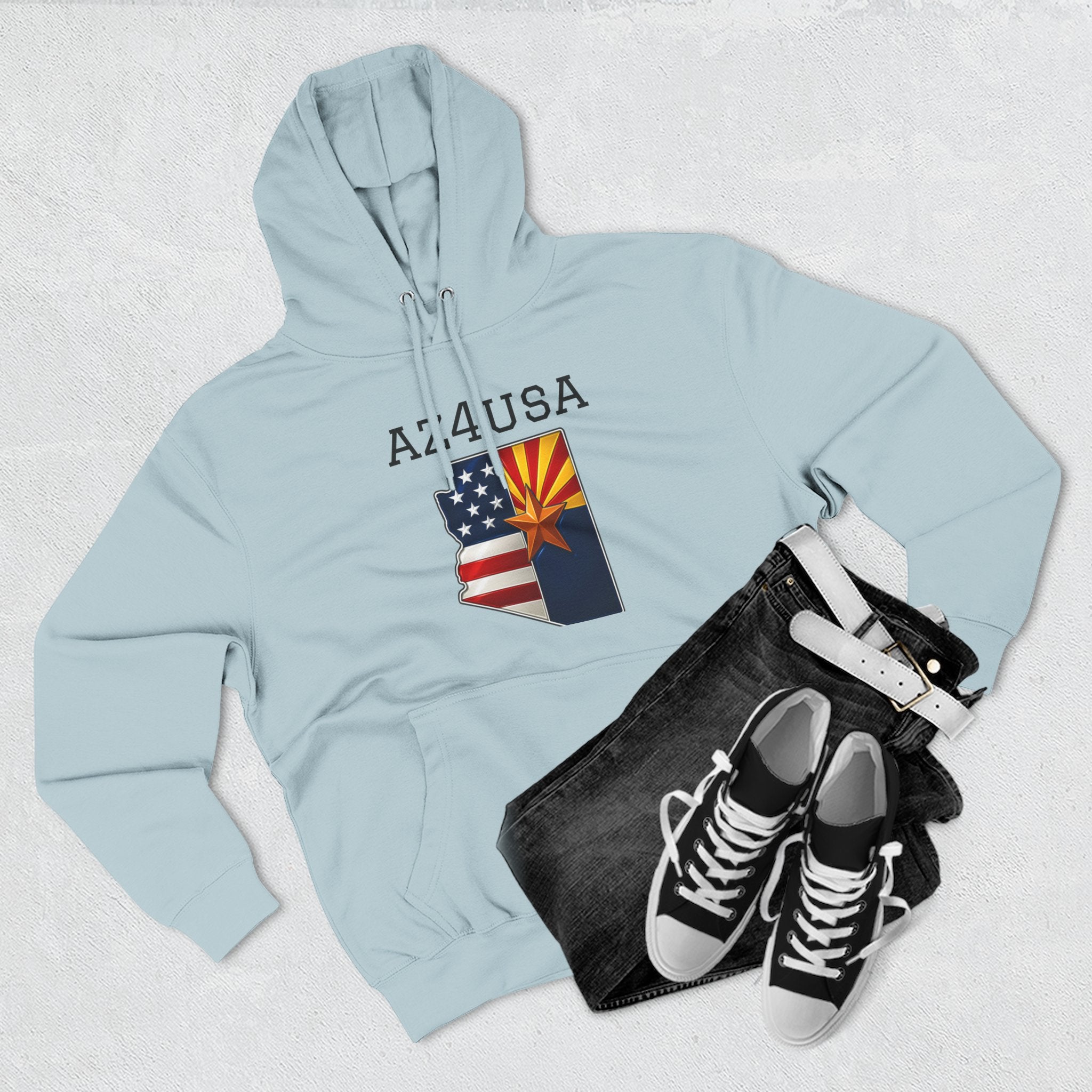 Arizona Pride Fleece Hoodie, Cozy Sweatshirt, Travel Gift, Patriot Apparel, American Southwest Style