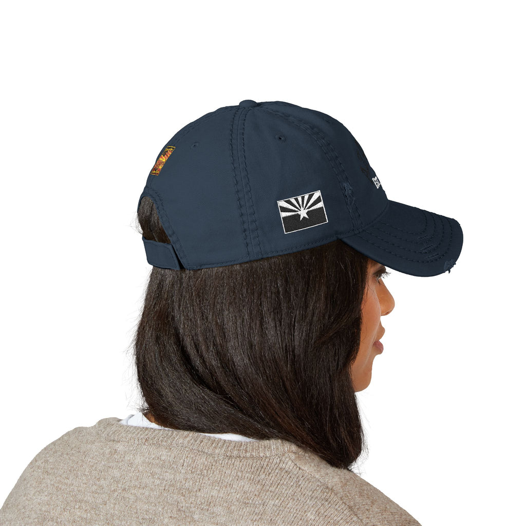 Azusa Distressed Dad Hat — Embroidered 'AZUSA EST. 1912' Baseball Cap with Flag