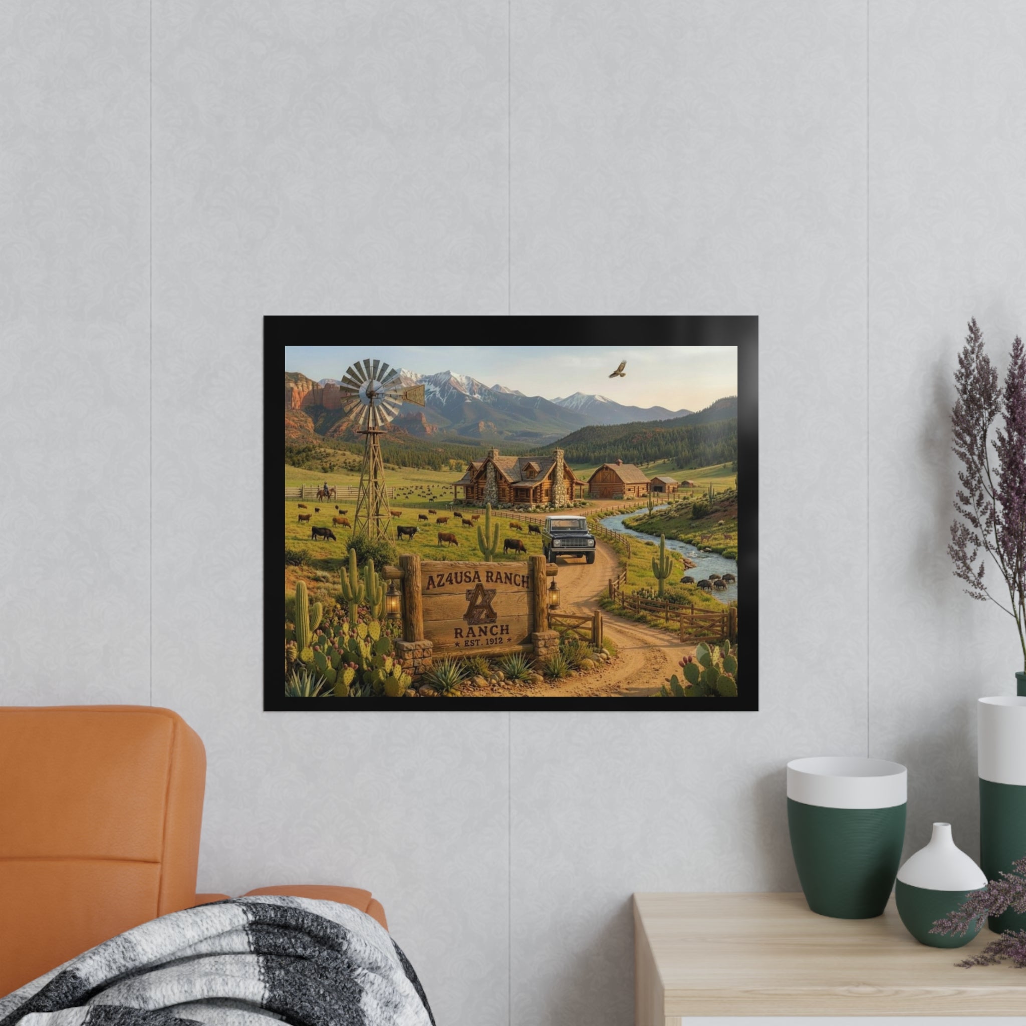 Azusa Ranch Photopaper Poster — Rustic Western Landscape Wall Art