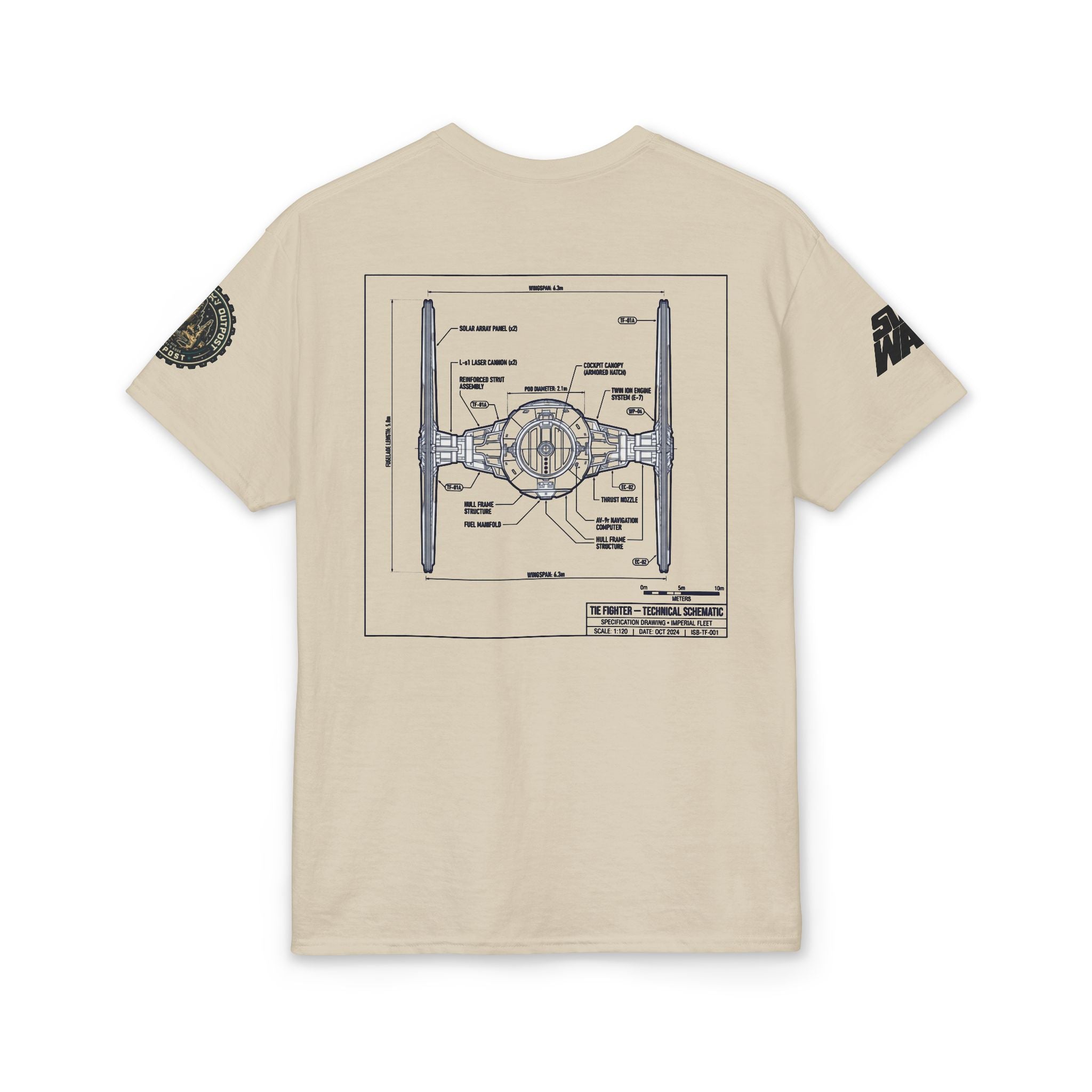 Tie Fighter Blueprint T-Shirt — 'Crew' Starship Schematic Tee