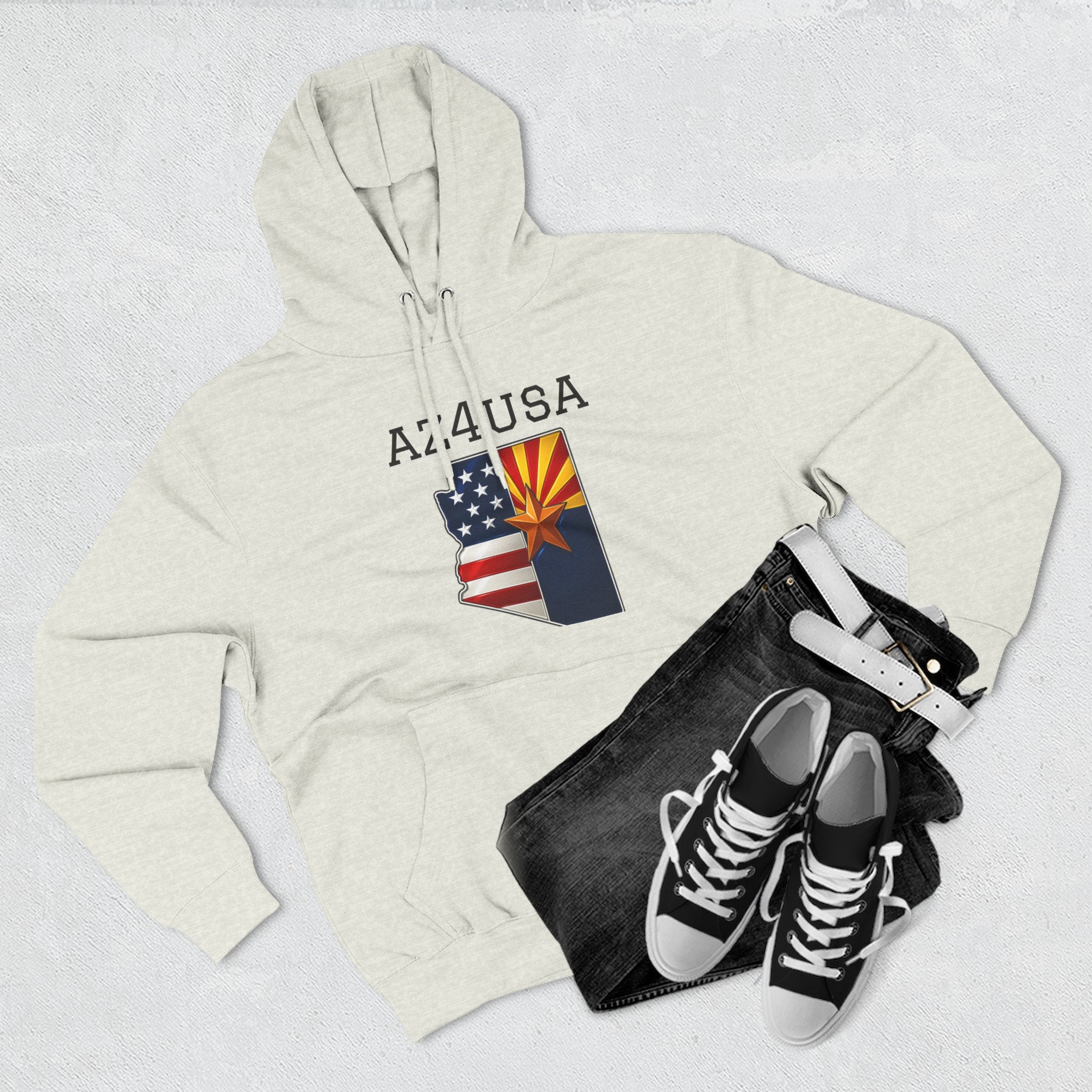 Arizona Pride Fleece Hoodie, Cozy Sweatshirt, Travel Gift, Patriot Apparel, American Southwest Style