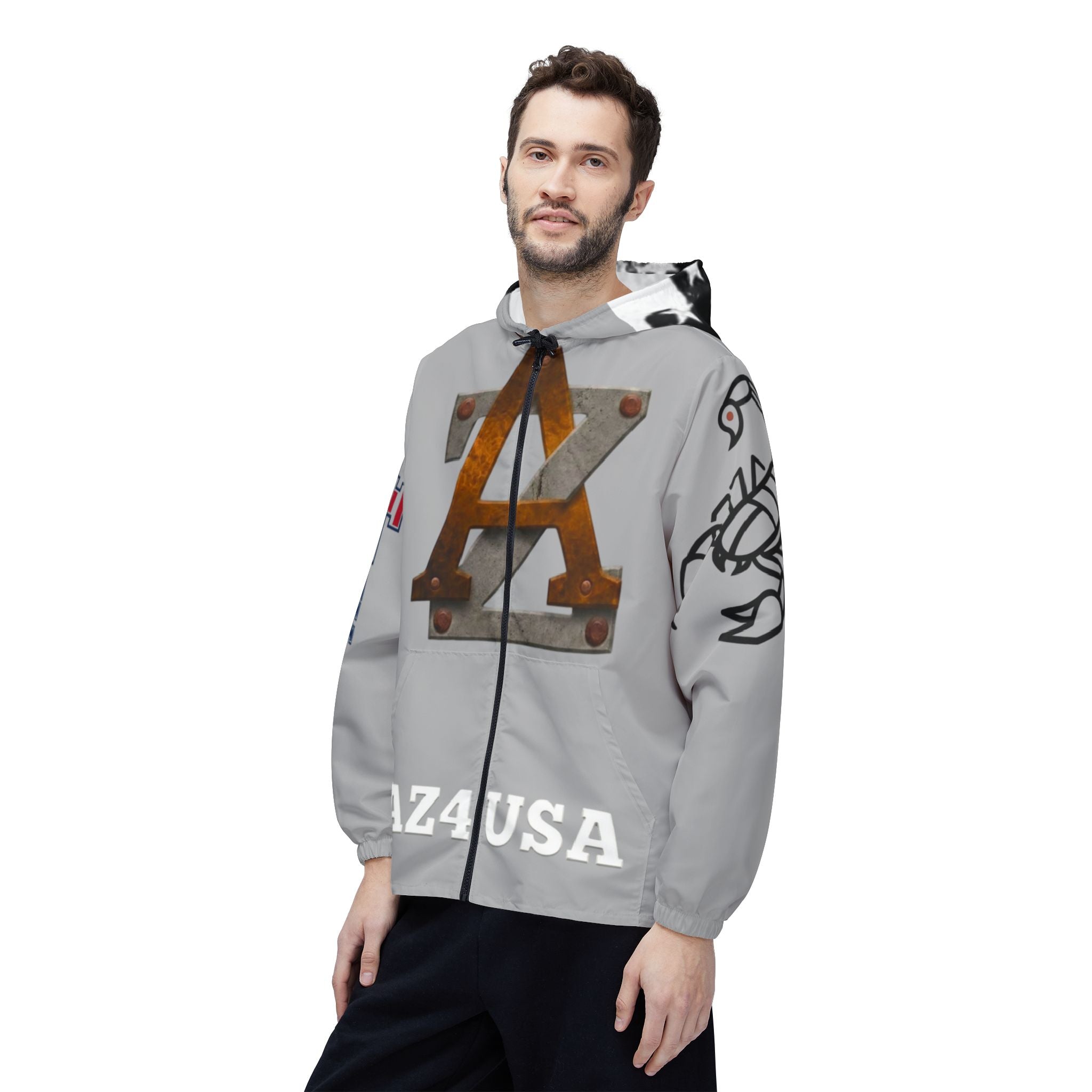 AZ4USA Windbreaker Jacket - American Pride - Arizona Roots Hooded Windbreaker