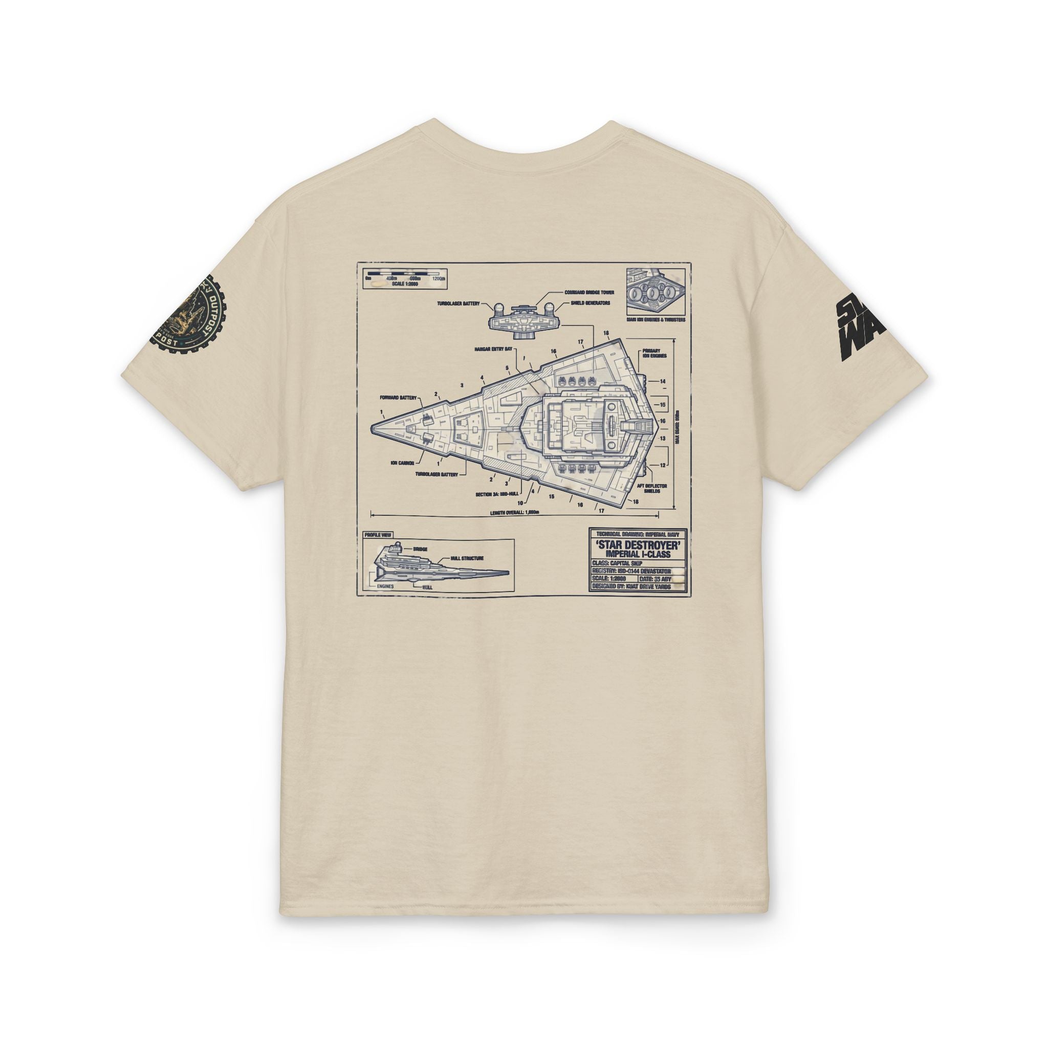 Star Destroyer Blueprint T-Shirt — 'Crew' Starship Schematic Tee