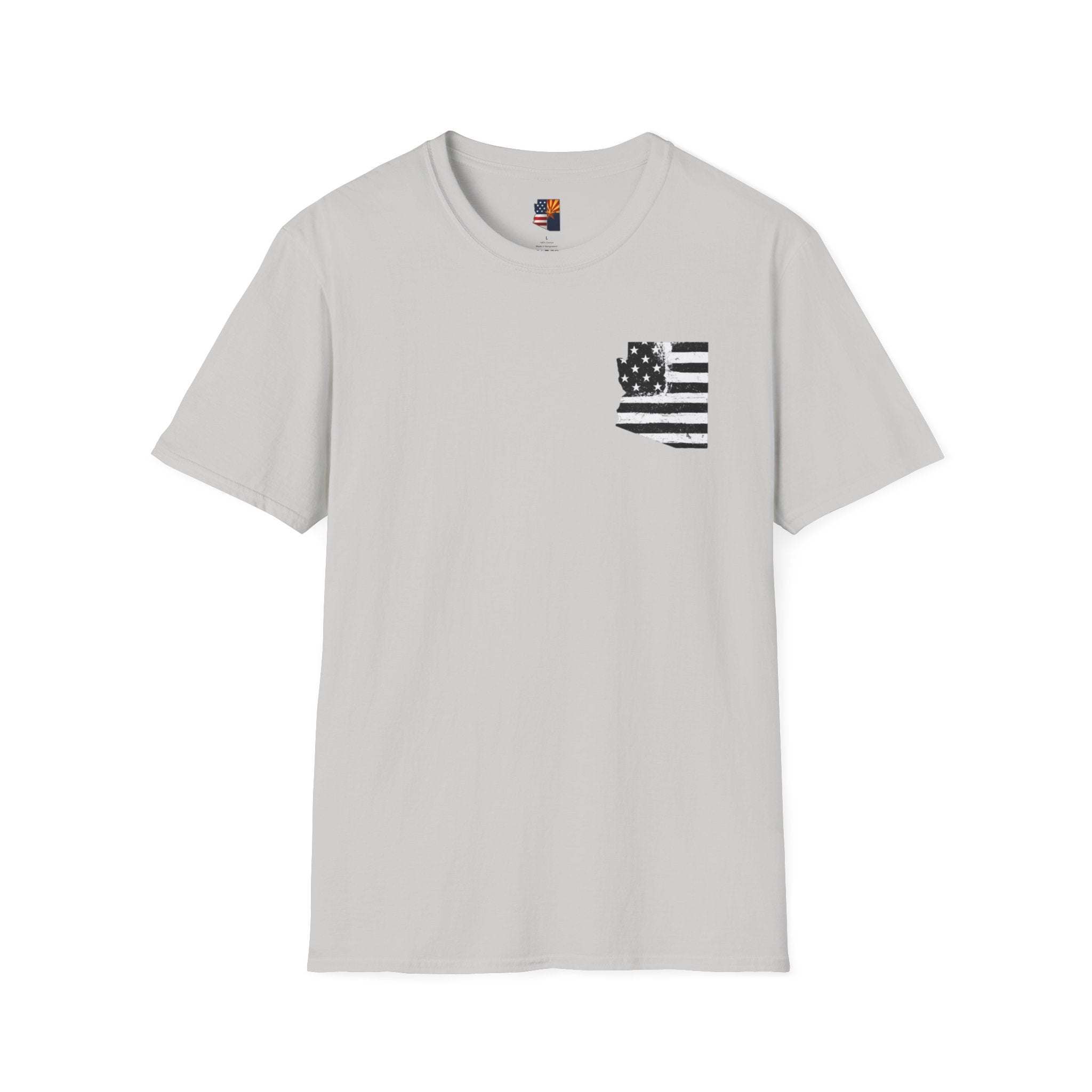 Arizona Flag Pocket Unisex Softstyle T-Shirt, Casual Wear, Summer Style, Gift for Travelers, Fourth of July Tee, Outdoor Adventure Shirt