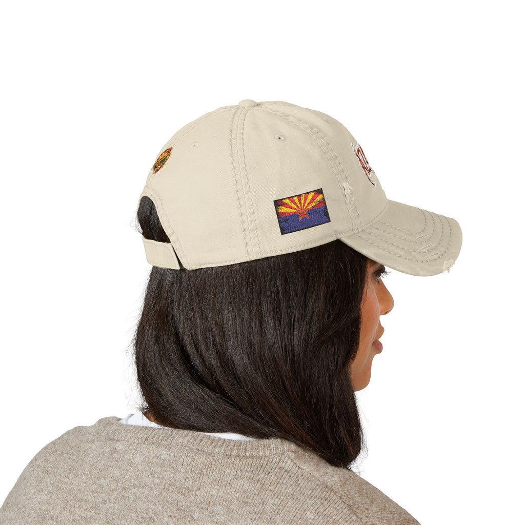 Distressed Embroidered Dad Hat — AZ4USA Scorpion Logo