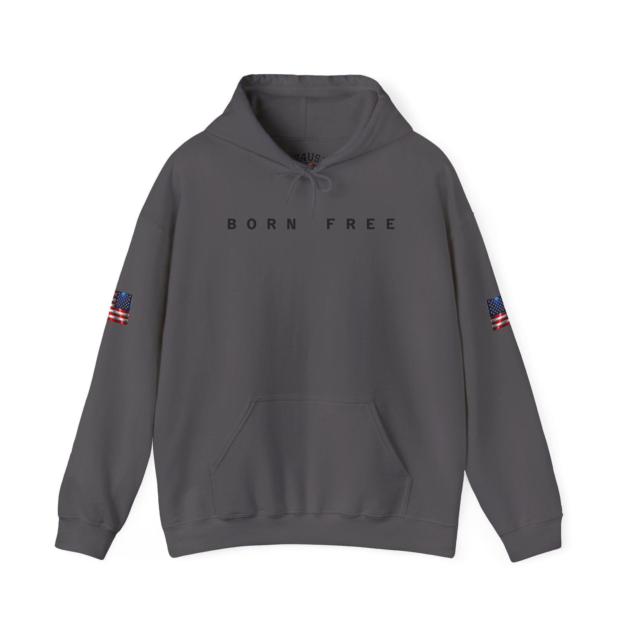 Born Free Hoodie — Minimalist White Pullover with 'BORN FREE' Text