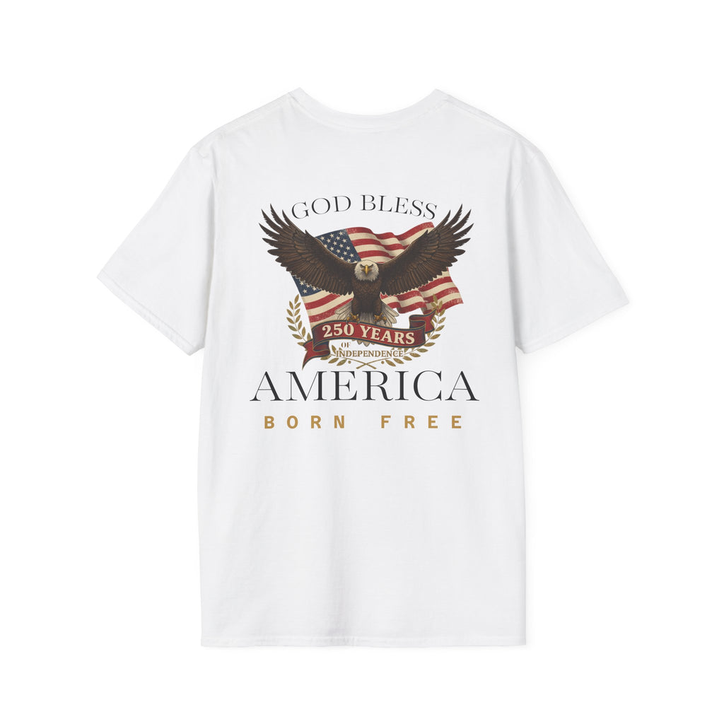 Patriotic Eagle 250 YEARS T-Shirt — "God Bless America" Born Free USA Tee