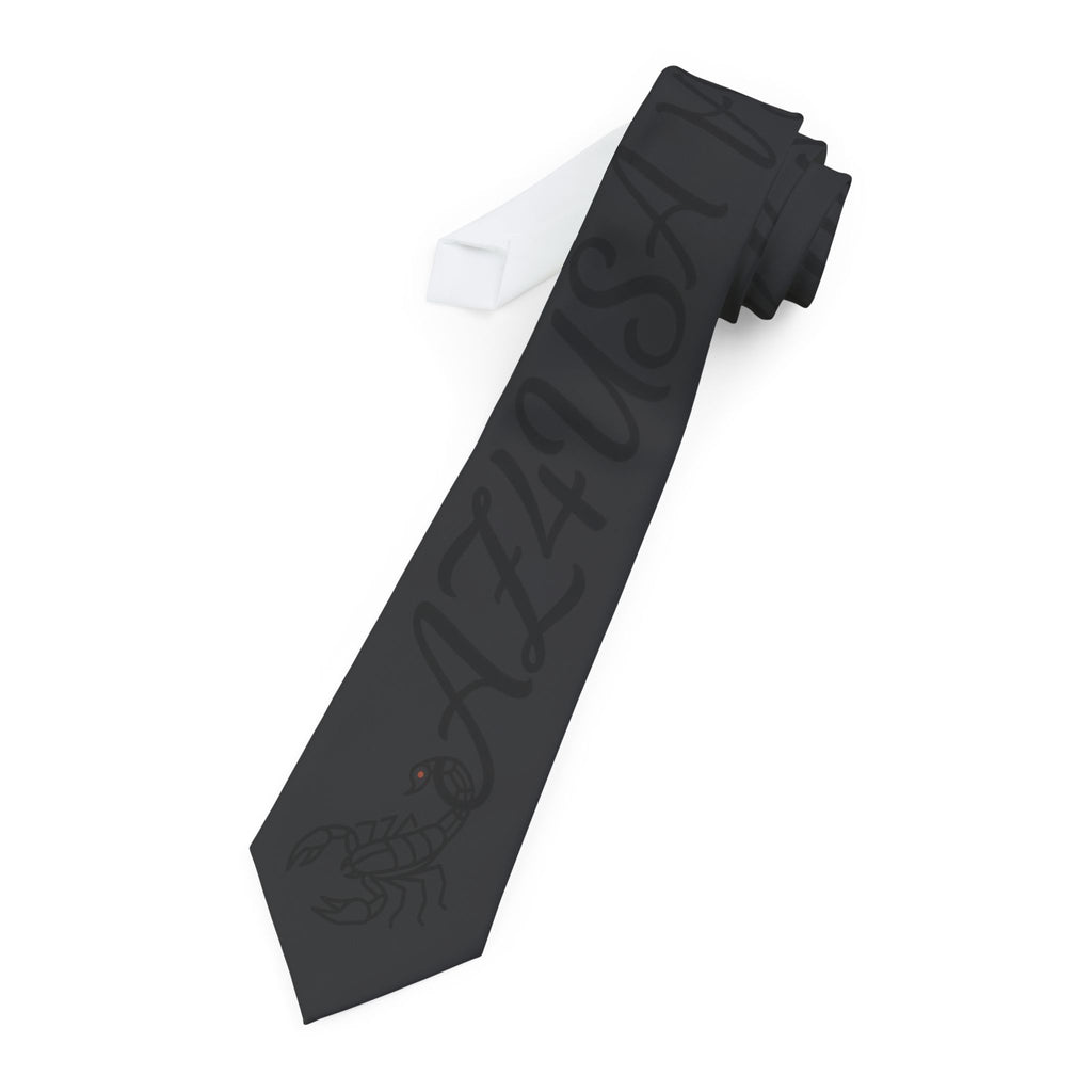 Az4USA Black Sorpion Necktie — Subtle Monogrammed Formal Tie
