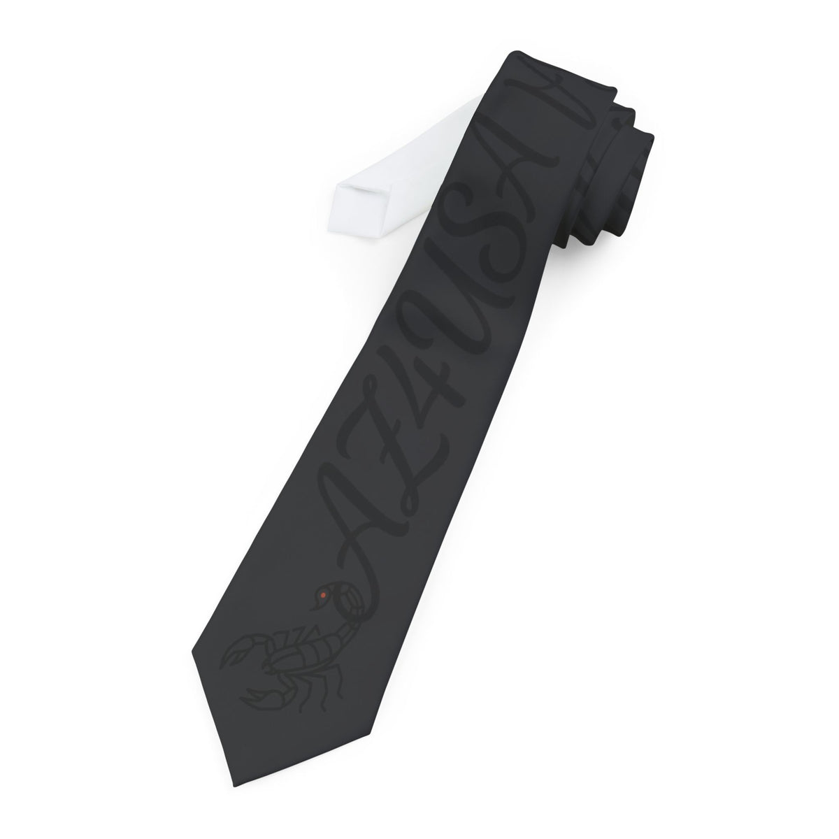 Az4USA Black Sorpion Necktie — Subtle Monogrammed Formal Tie