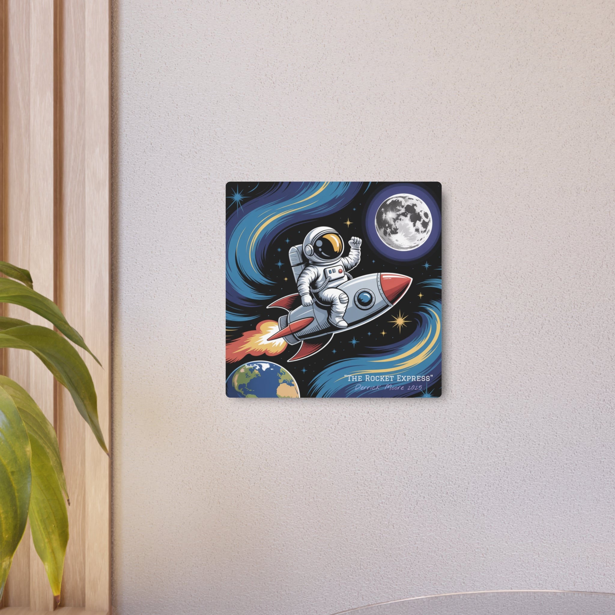 Astronaut Rocket Metal Art Sign — Retro Space Wall Decor ("The Rocket Express"2025)