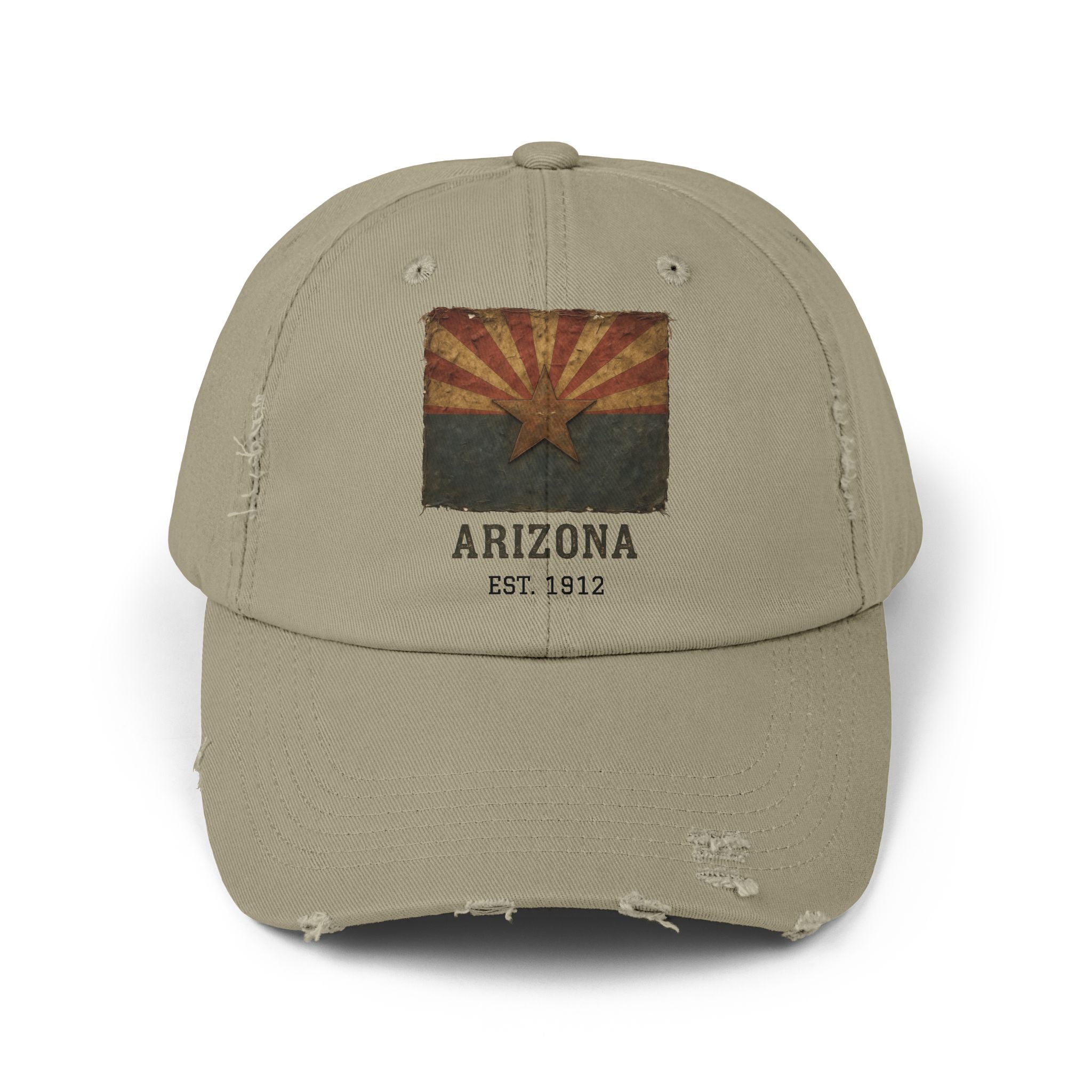 Born in America - Raised in Arizona Distressed Cap, Casual Vintage Hat, Outdoor Style Cap, Gift for Dad, Americana Fashion