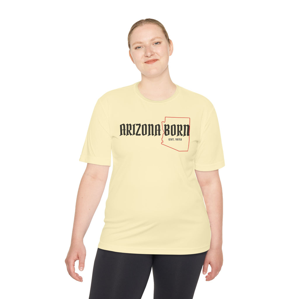 Arizona Born Tee — State Outline & Retro Flag Graphic Moisture-Wicking Shirt
