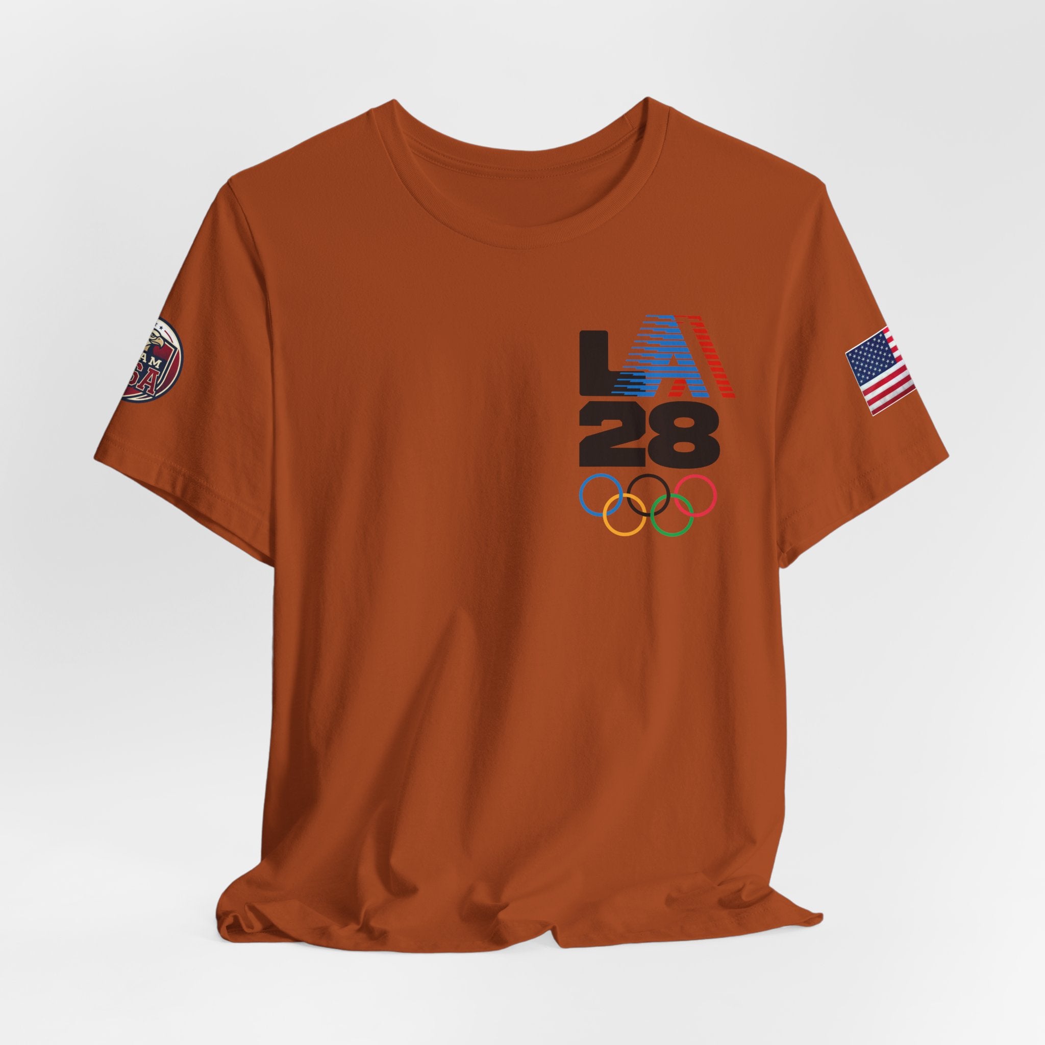 LA 28 Olympic USA T-Shirt — Vintage Olympic Rings Tee
