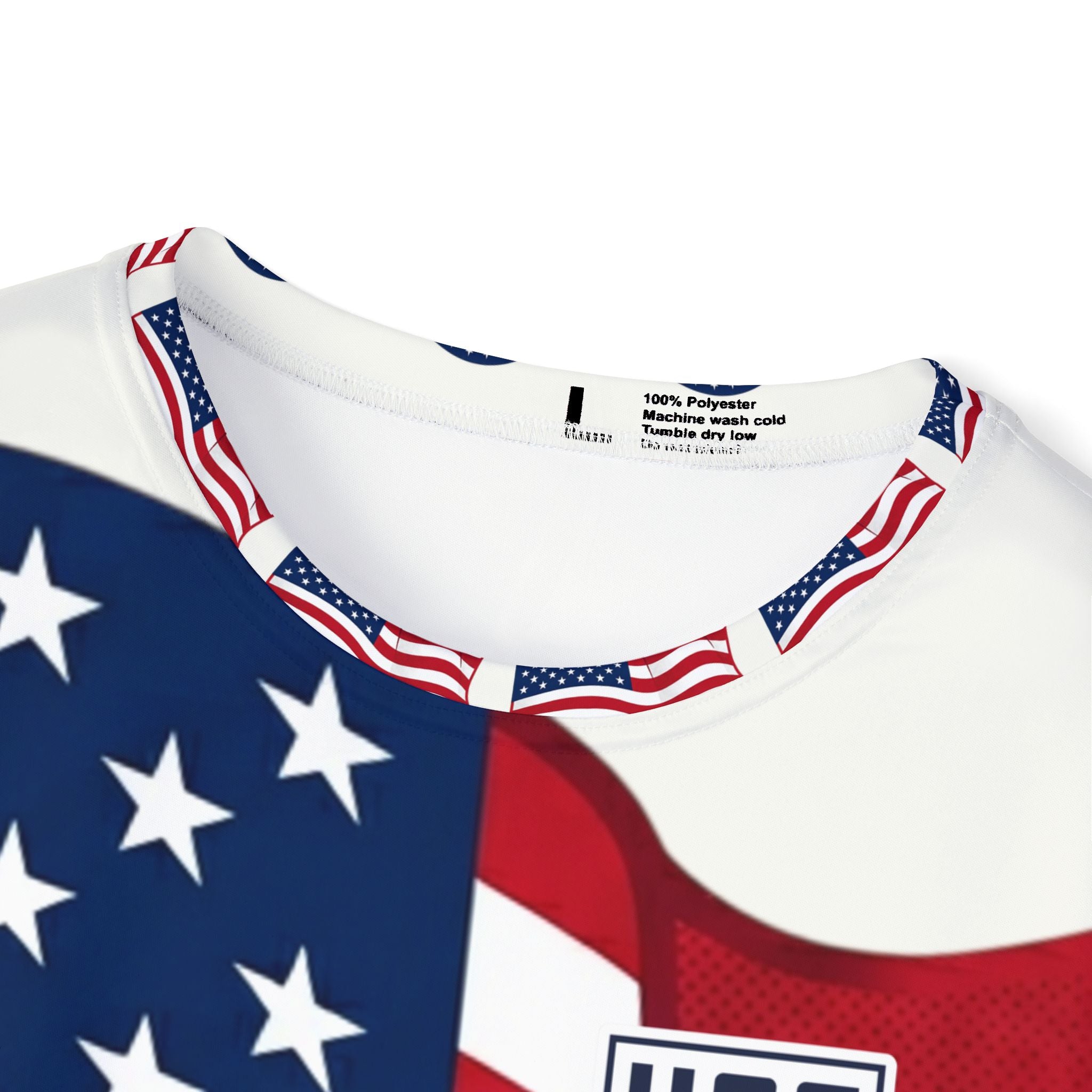 USA Flag Soccer Jersey – Red White Blue Athletic Tee (Number 22)