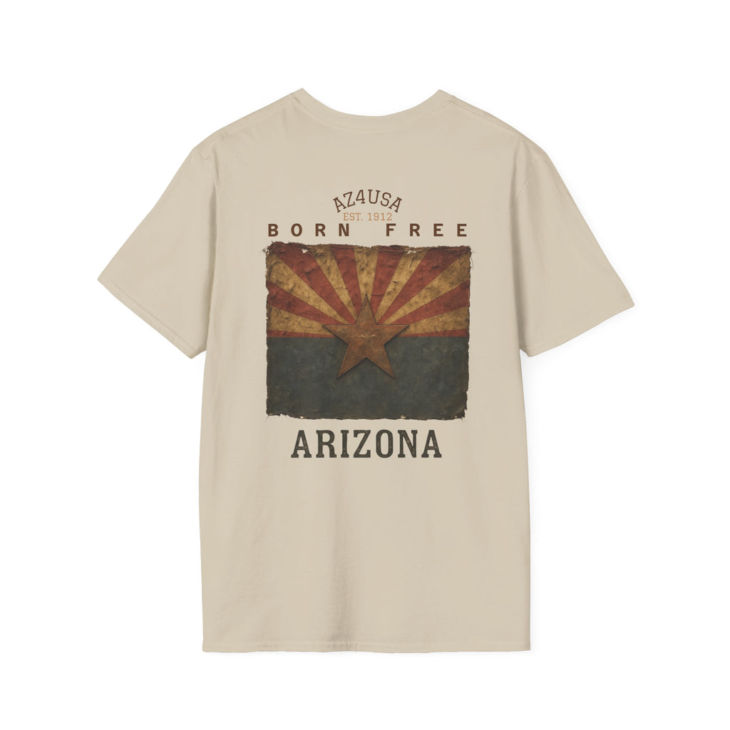 Arizona Flag Pocket Unisex Softstyle T-Shirt, Casual Wear, Summer Style, Gift for Travelers, Fourth of July Tee, Outdoor Adventure Shirt